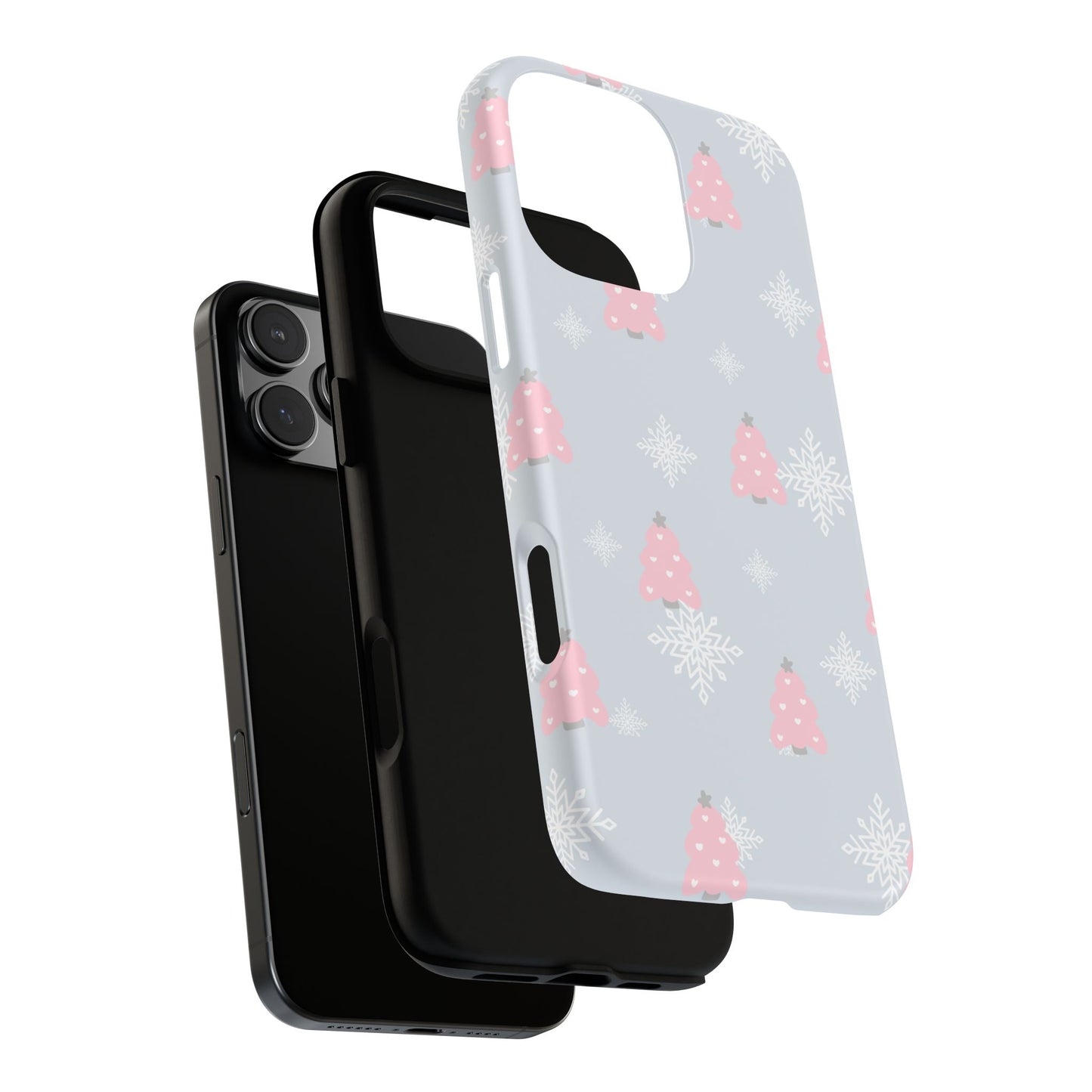Christmas Pink Tree Tough Phone Case — Cute Holiday Snowflake Design