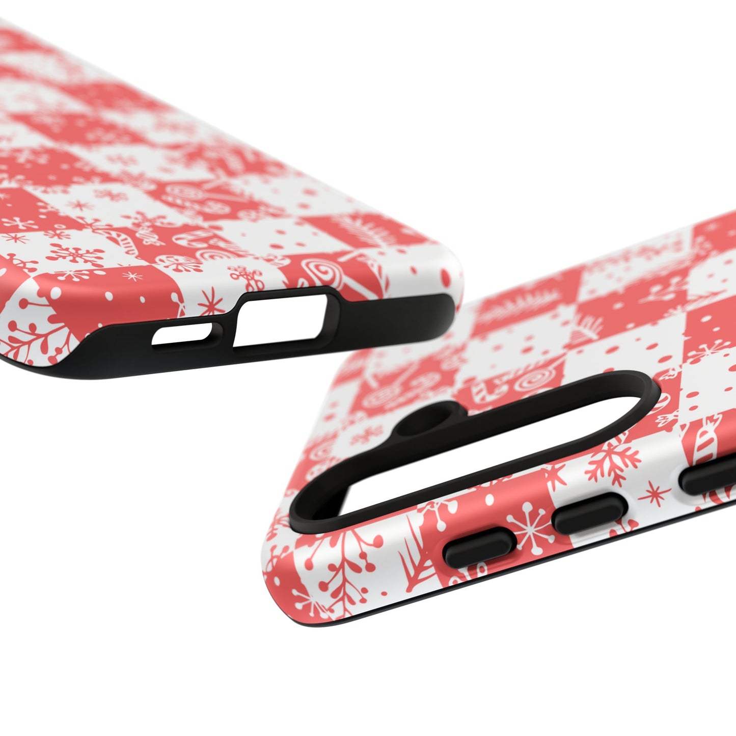 Christmas Red Buffalo Check Phone Case - Holiday Snowflake Pattern Tough Case