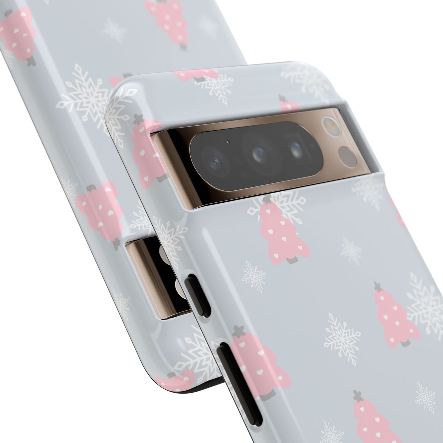 Christmas Pink Tree Tough Phone Case — Cute Holiday Snowflake Design