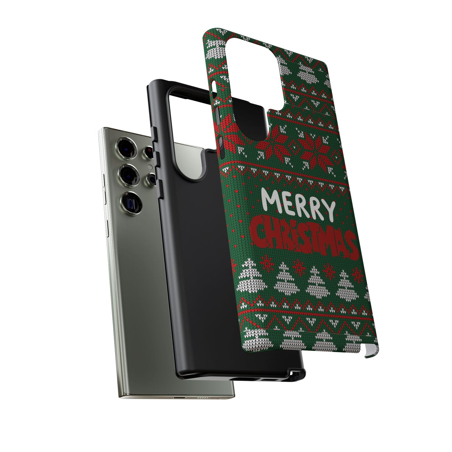 Merry Christmas Phone Case - Festive Green Ugly Sweater Design