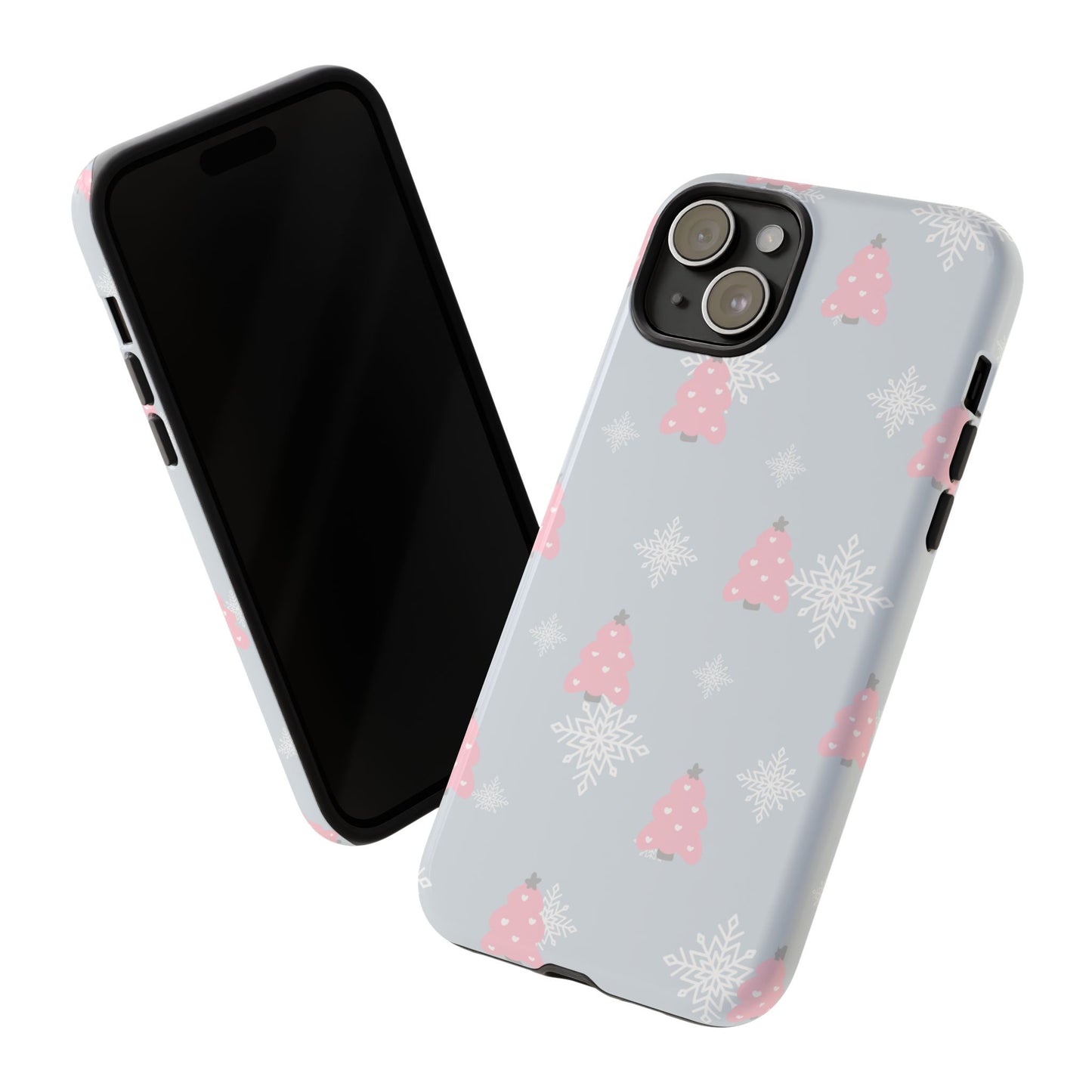 Christmas Pink Tree Tough Phone Case — Cute Holiday Snowflake Design