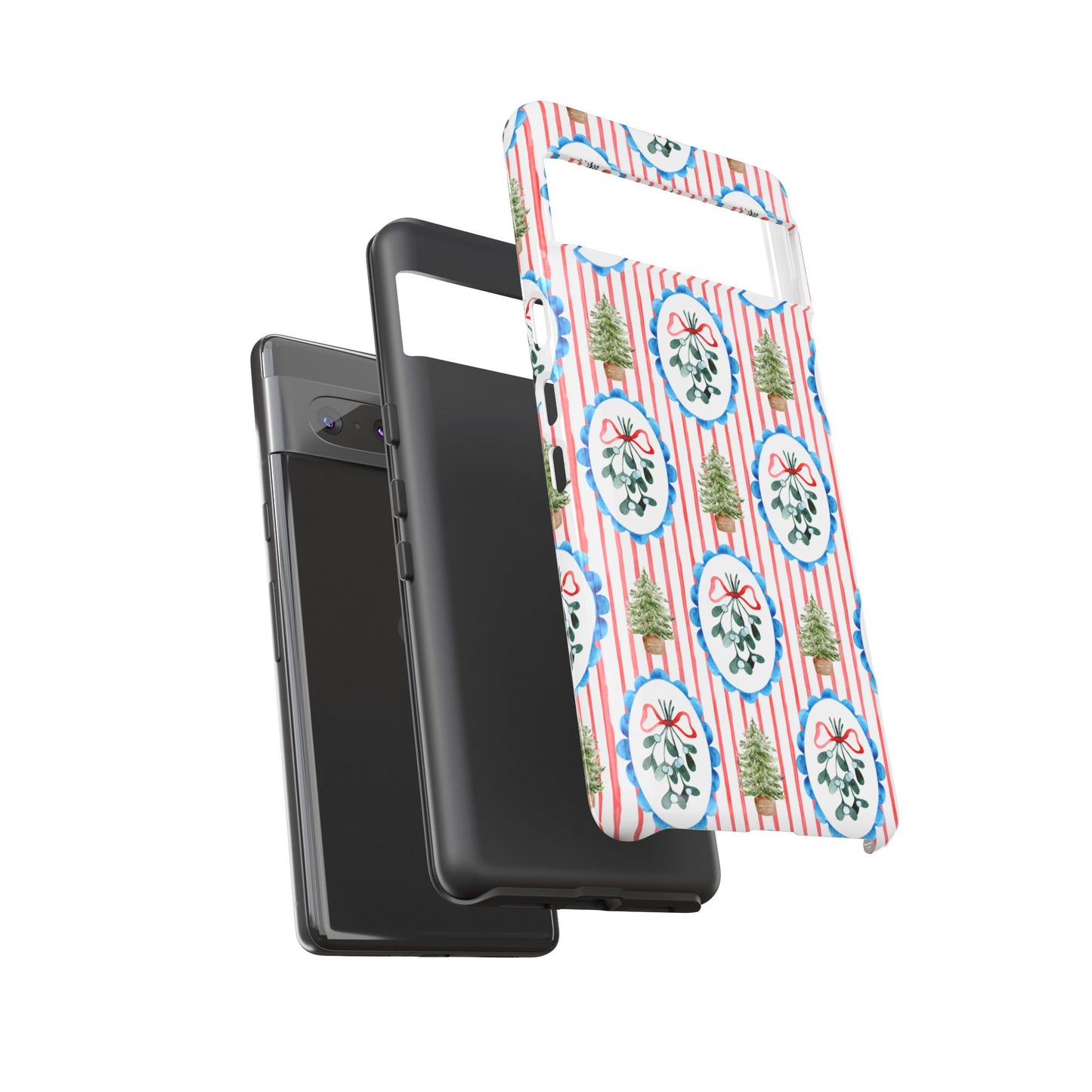 Christmas Wreath & Tree Pattern Phone Case — Festive Holiday Tough Case