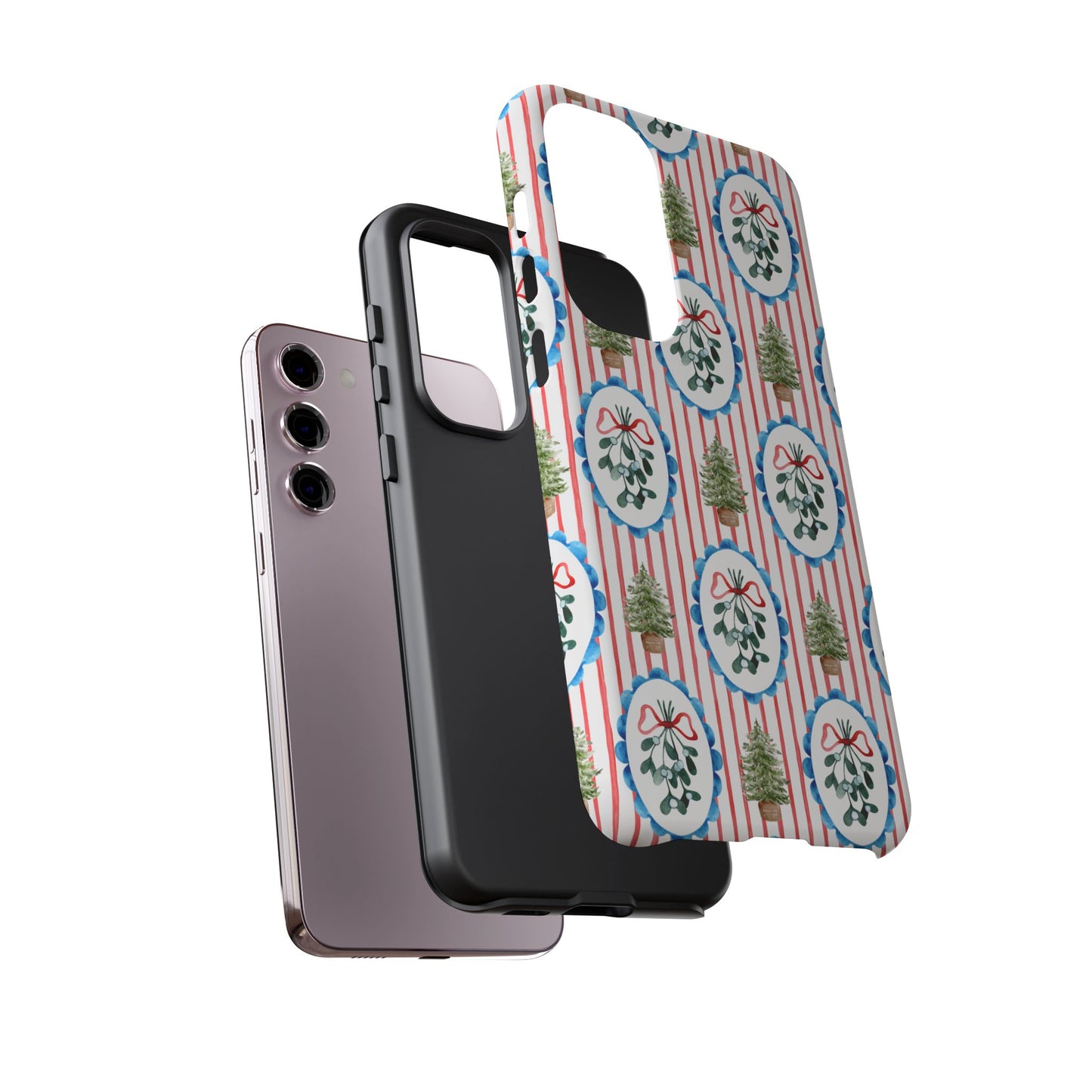 Christmas Wreath & Tree Pattern Phone Case — Festive Holiday Tough Case