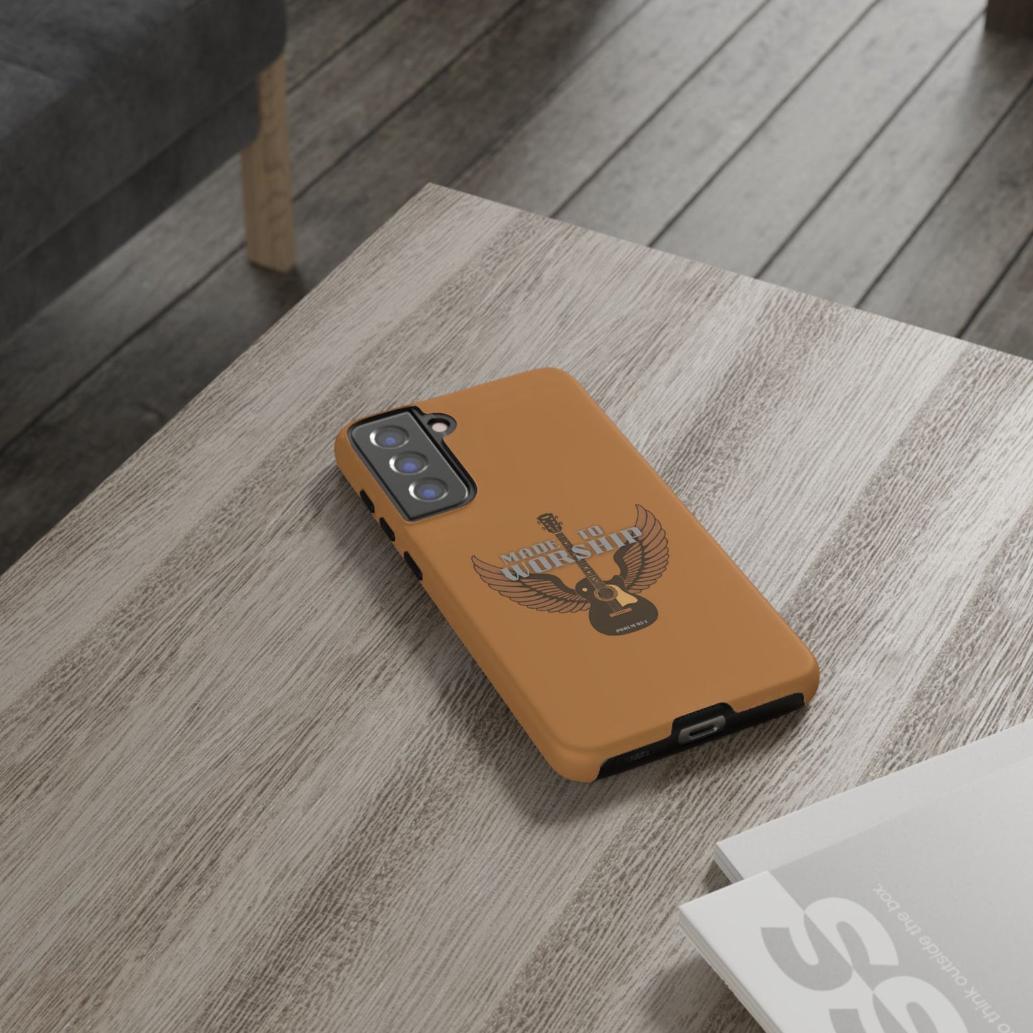 Tough Phone Case — "Made to Worship" Acoustic Guitar Wings Design