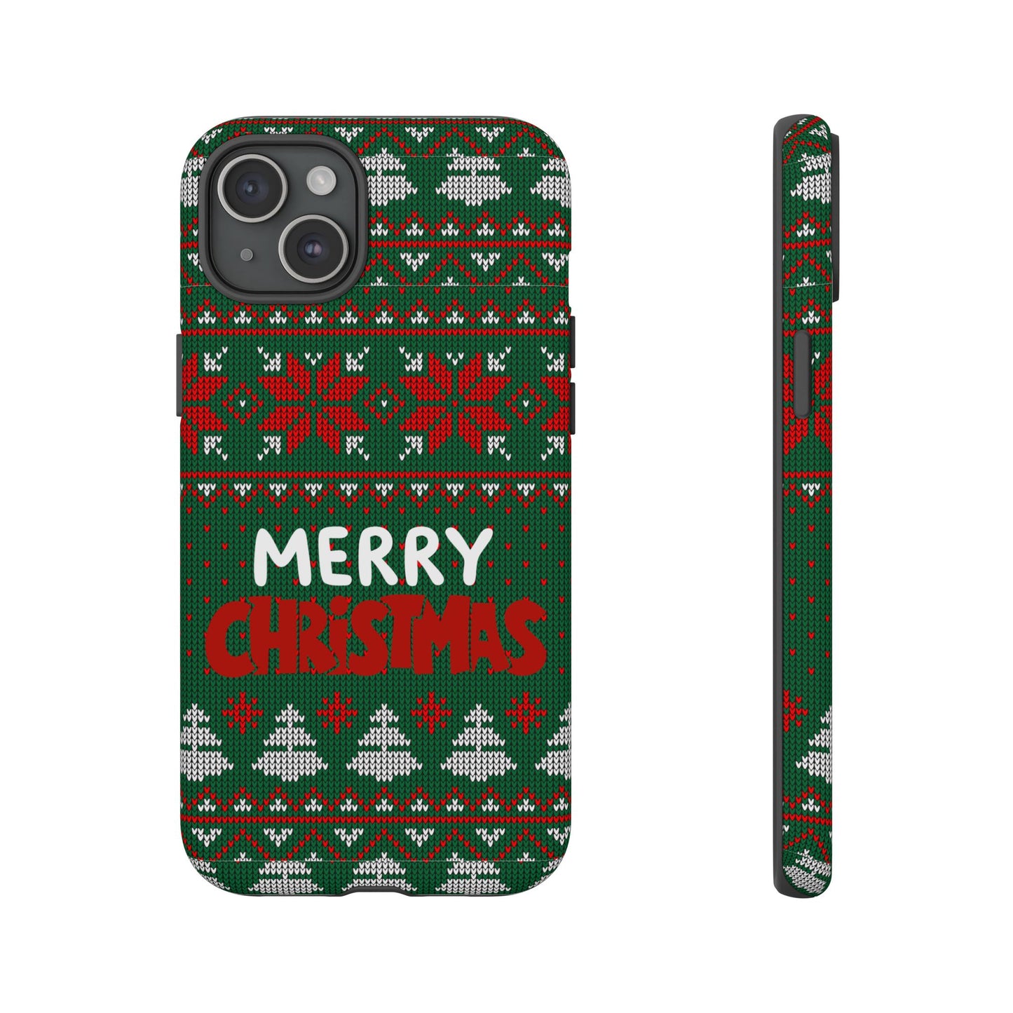 Merry Christmas Phone Case - Festive Green Ugly Sweater Design
