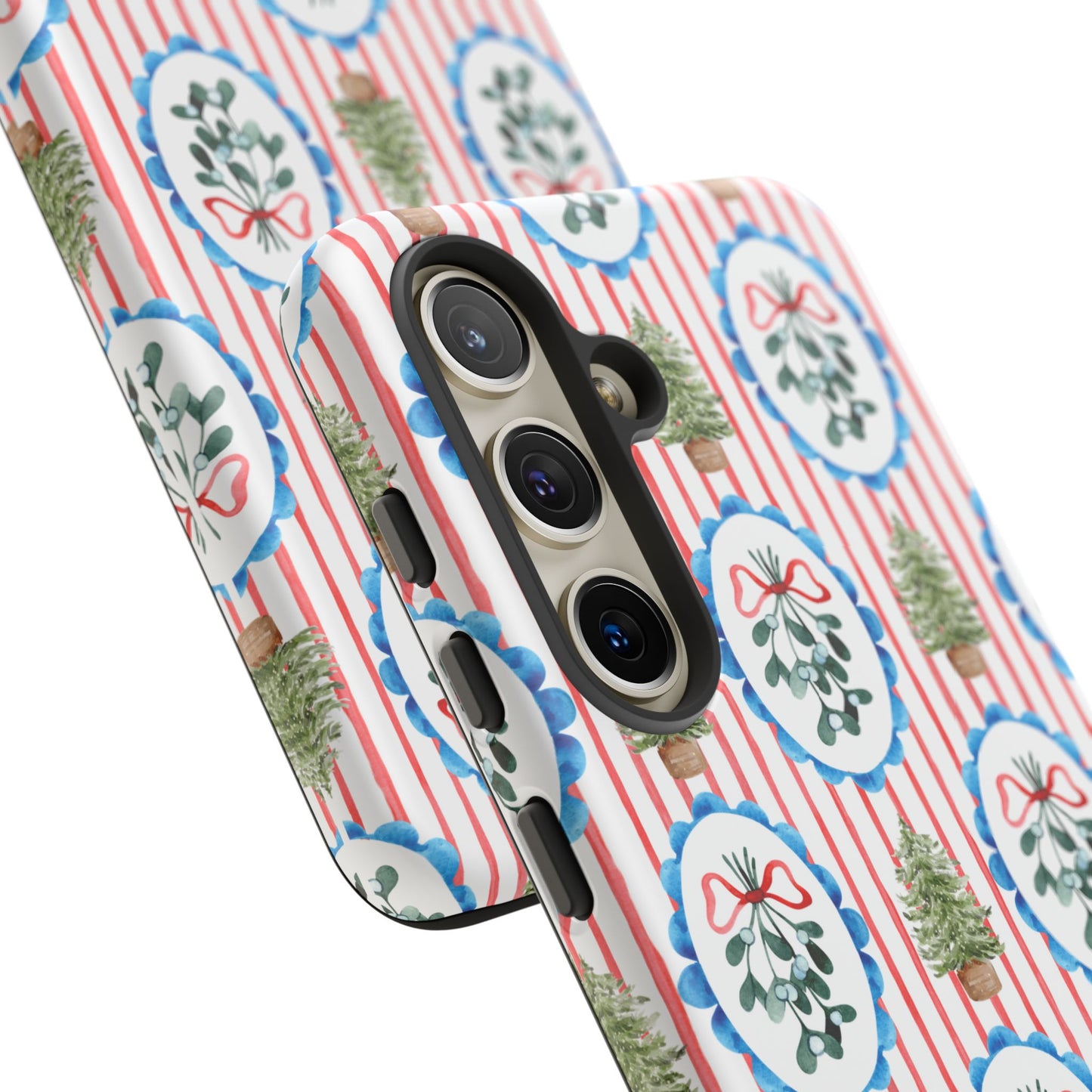 Christmas Wreath & Tree Pattern Phone Case — Festive Holiday Tough Case