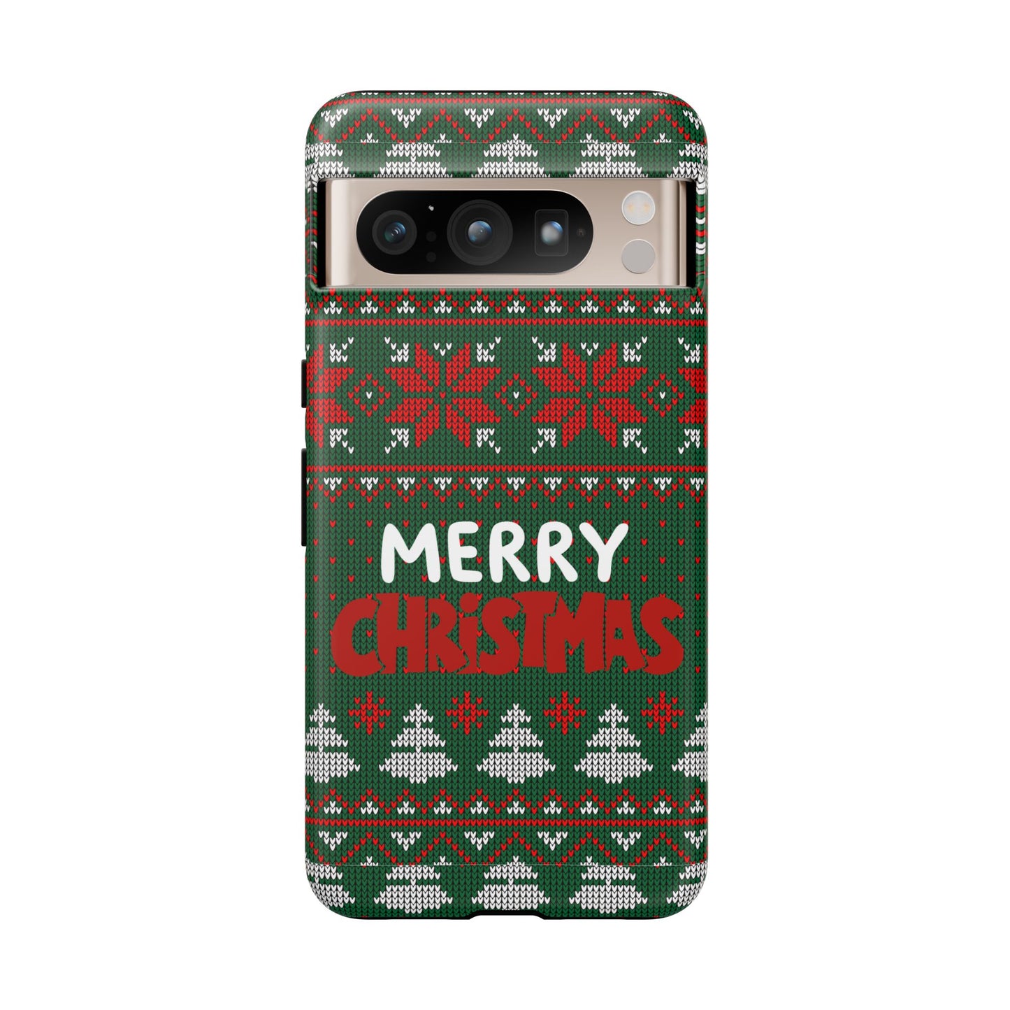 Merry Christmas Phone Case - Festive Green Ugly Sweater Design