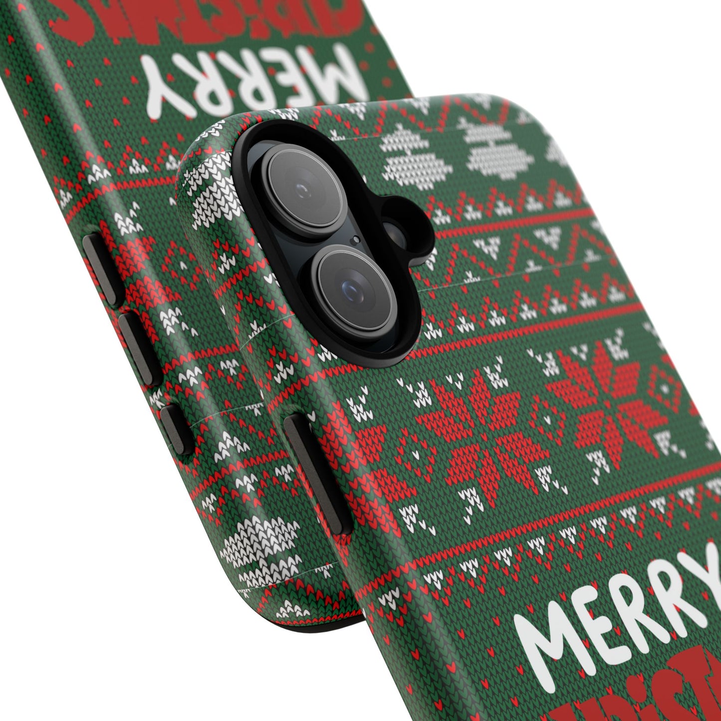 Merry Christmas Phone Case - Festive Green Ugly Sweater Design