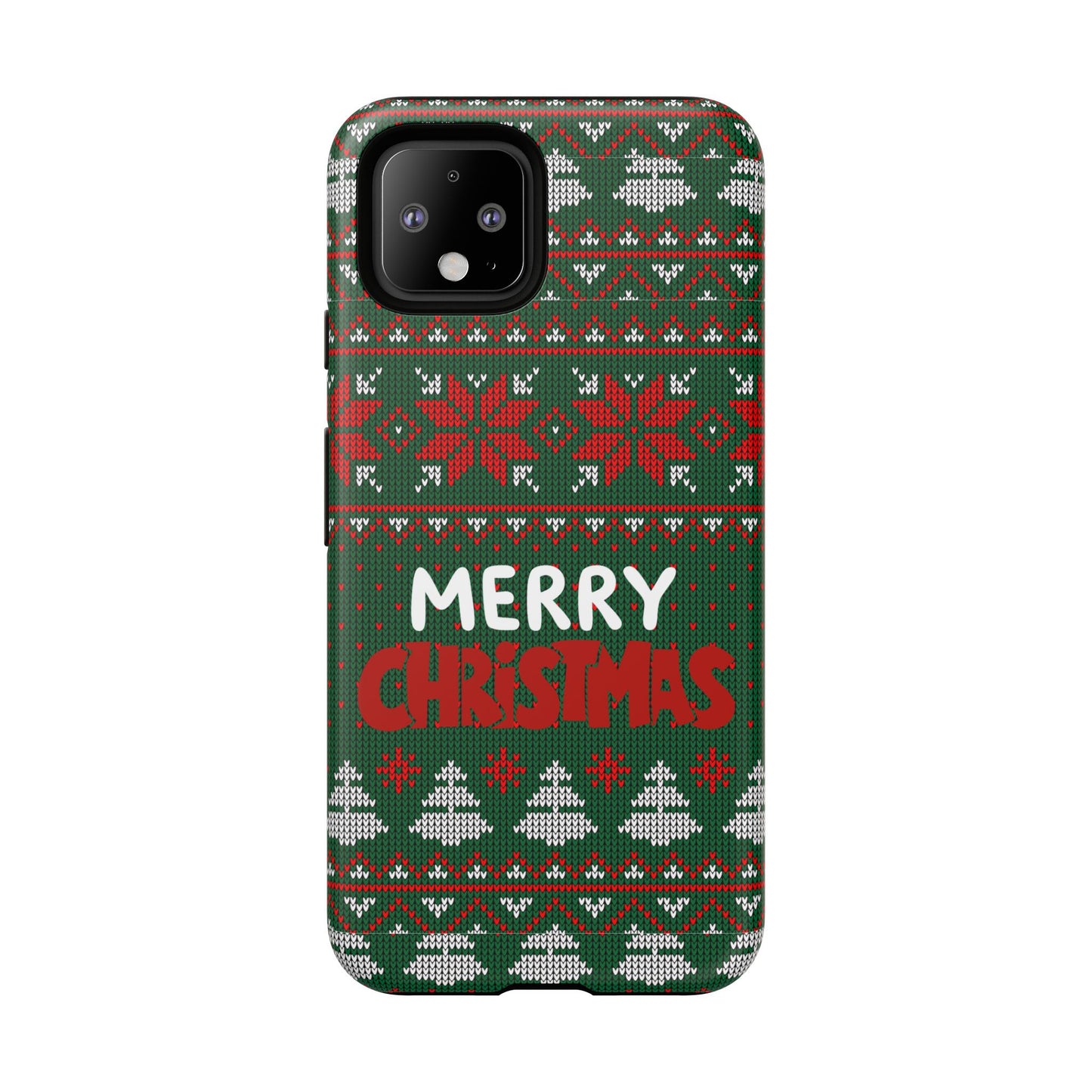 Merry Christmas Phone Case - Festive Green Ugly Sweater Design