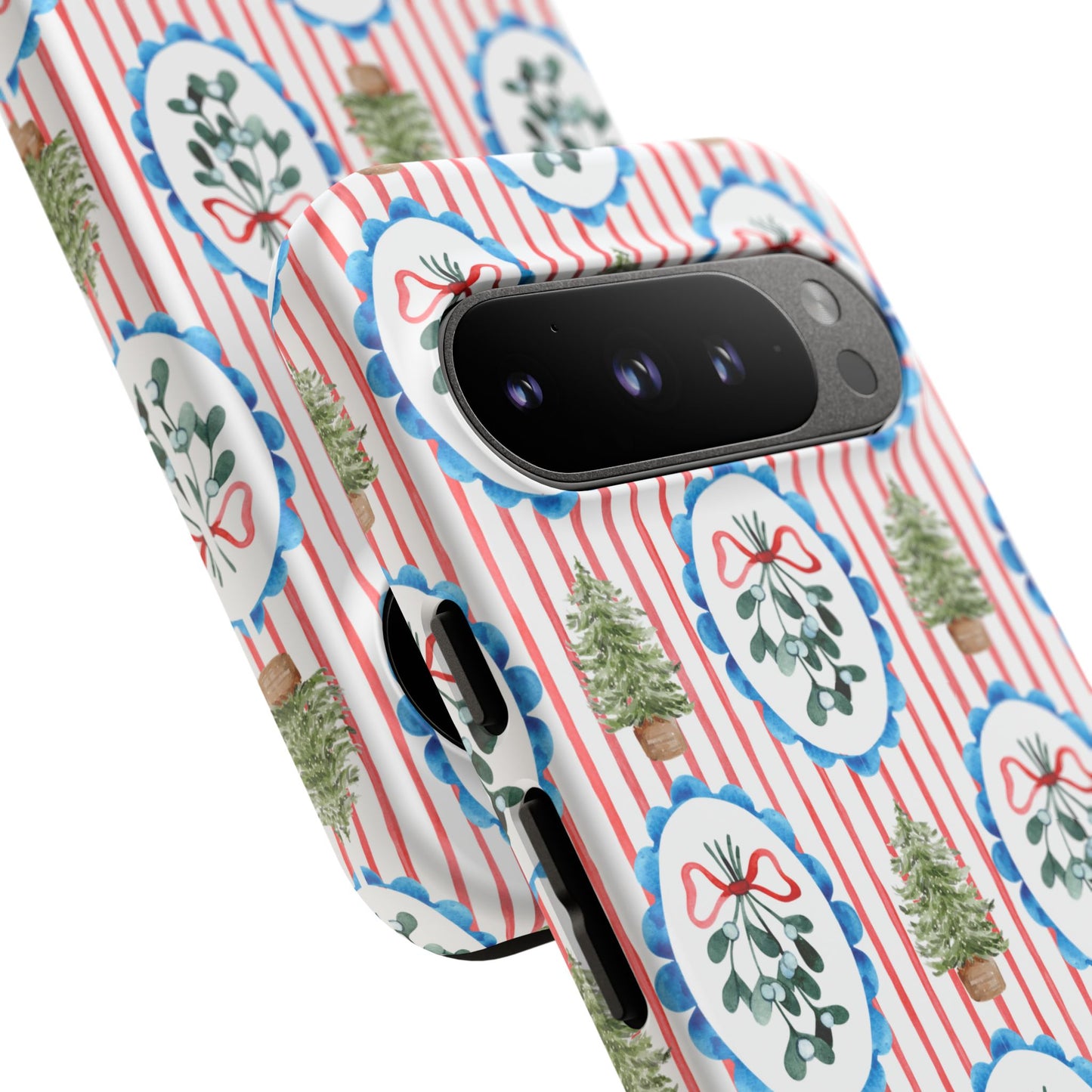 Christmas Wreath & Tree Pattern Phone Case — Festive Holiday Tough Case