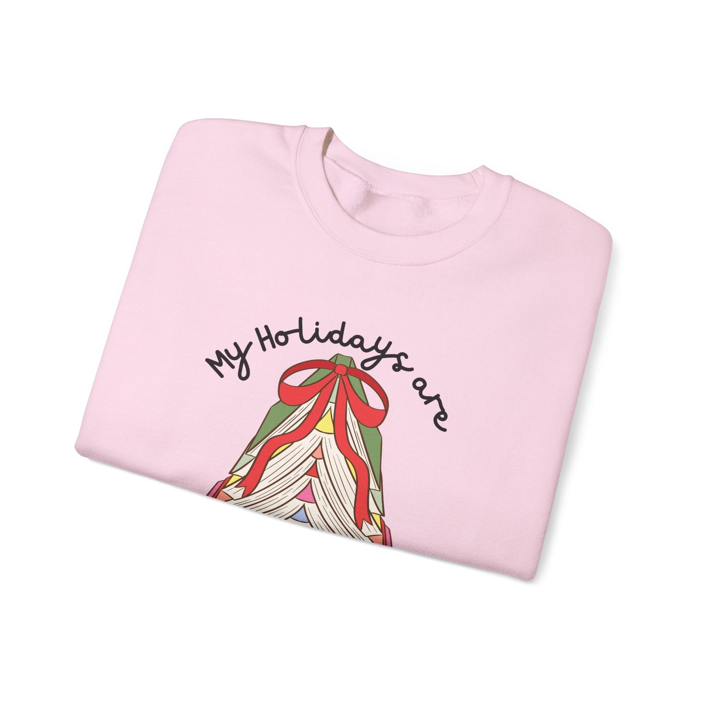 Crewneck Sweatshirt — “My Holidays Are Booked” Cozy Booklover Christmas Sweatshirt