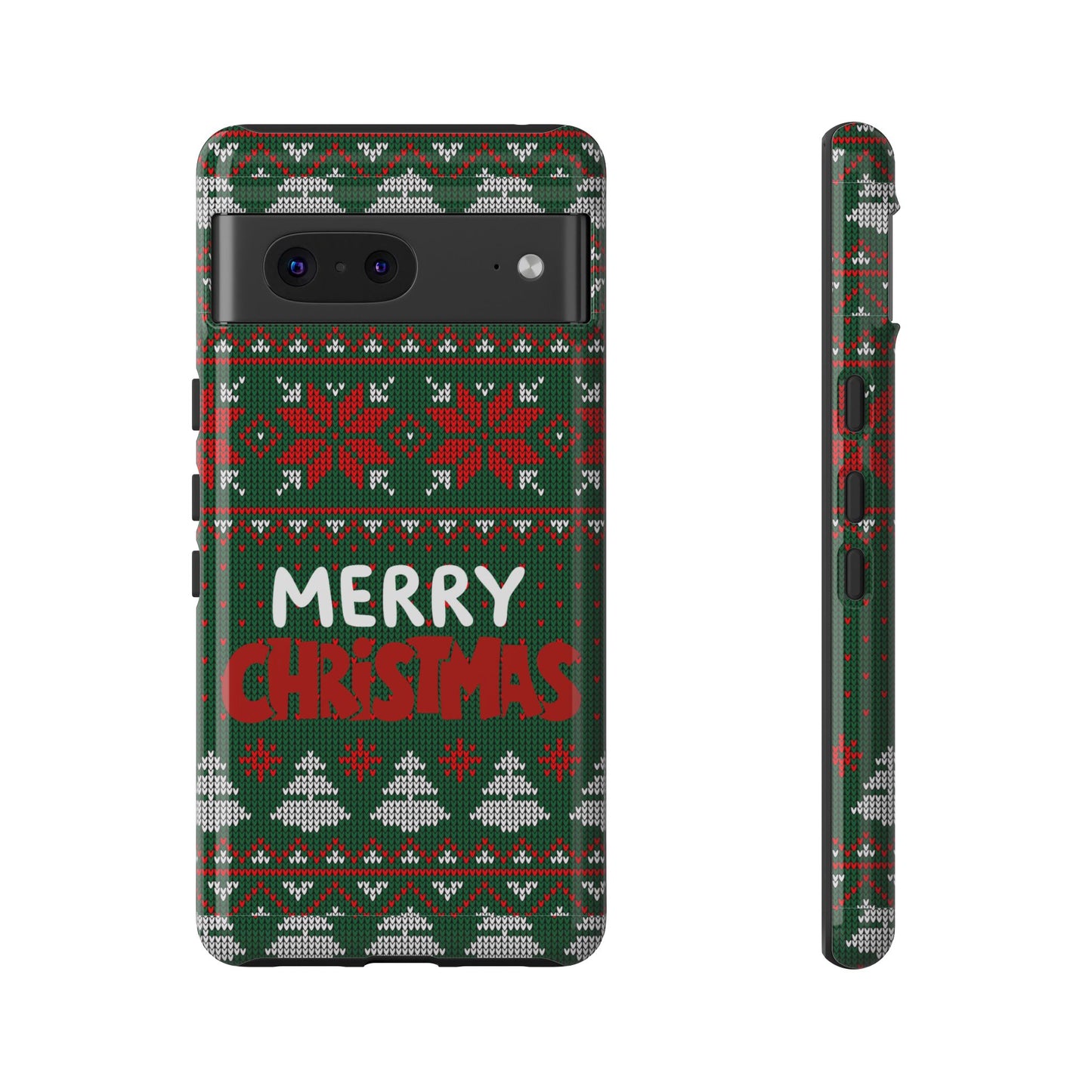 Merry Christmas Phone Case - Festive Green Ugly Sweater Design
