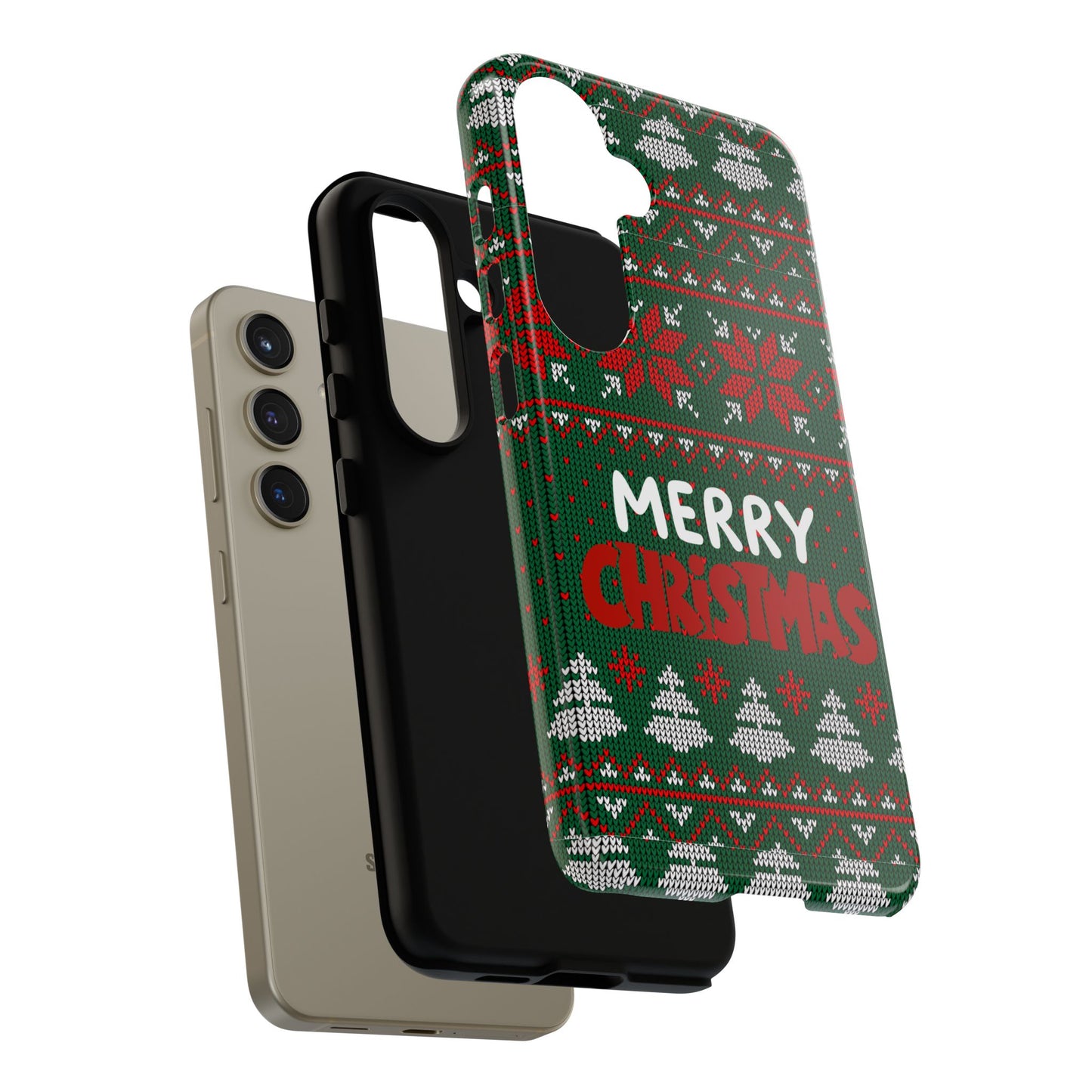 Merry Christmas Phone Case - Festive Green Ugly Sweater Design