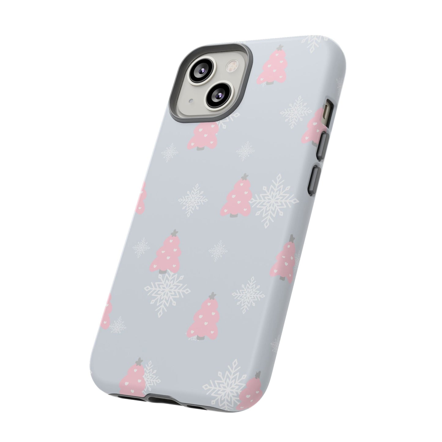 Christmas Pink Tree Tough Phone Case — Cute Holiday Snowflake Design