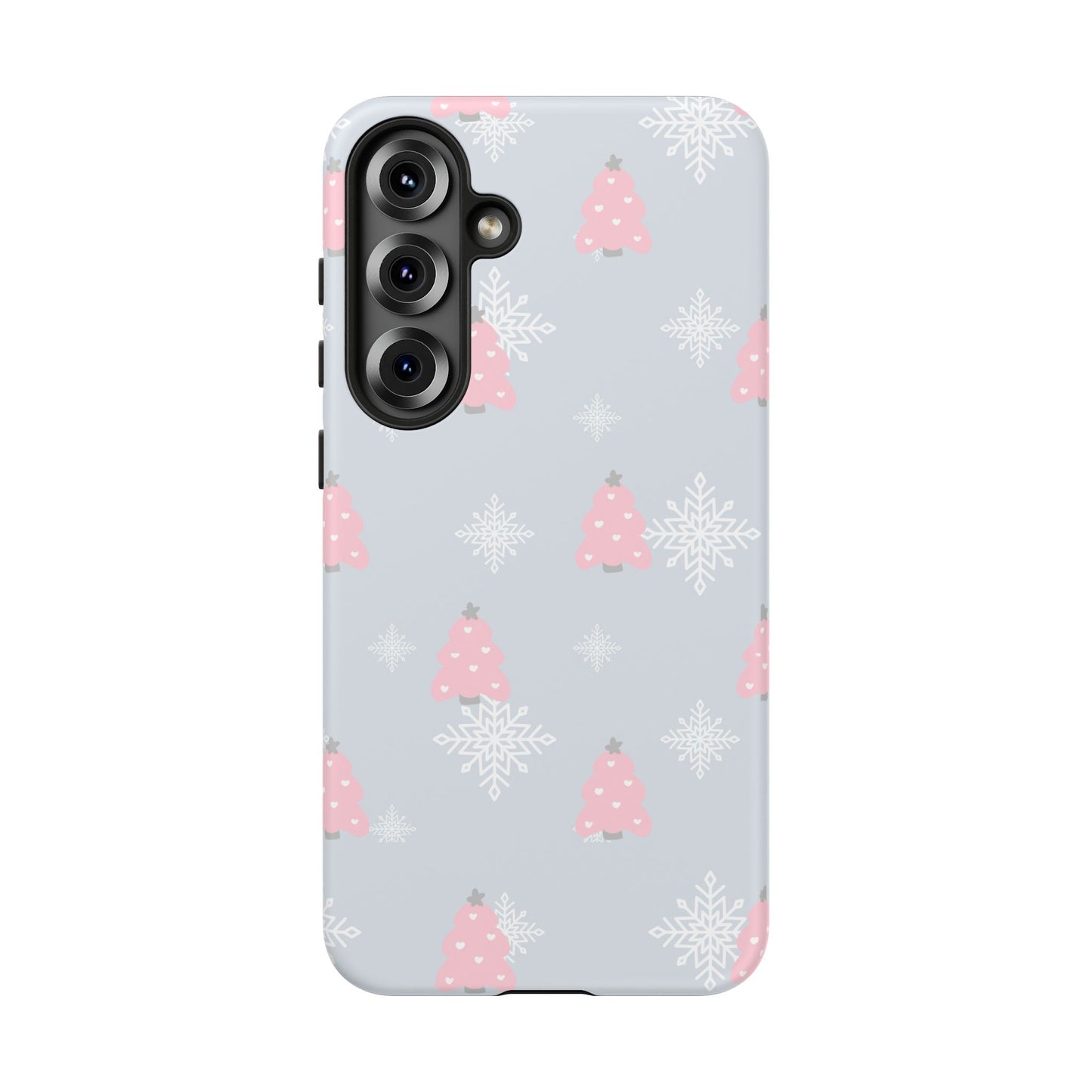 Christmas Pink Tree Tough Phone Case — Cute Holiday Snowflake Design