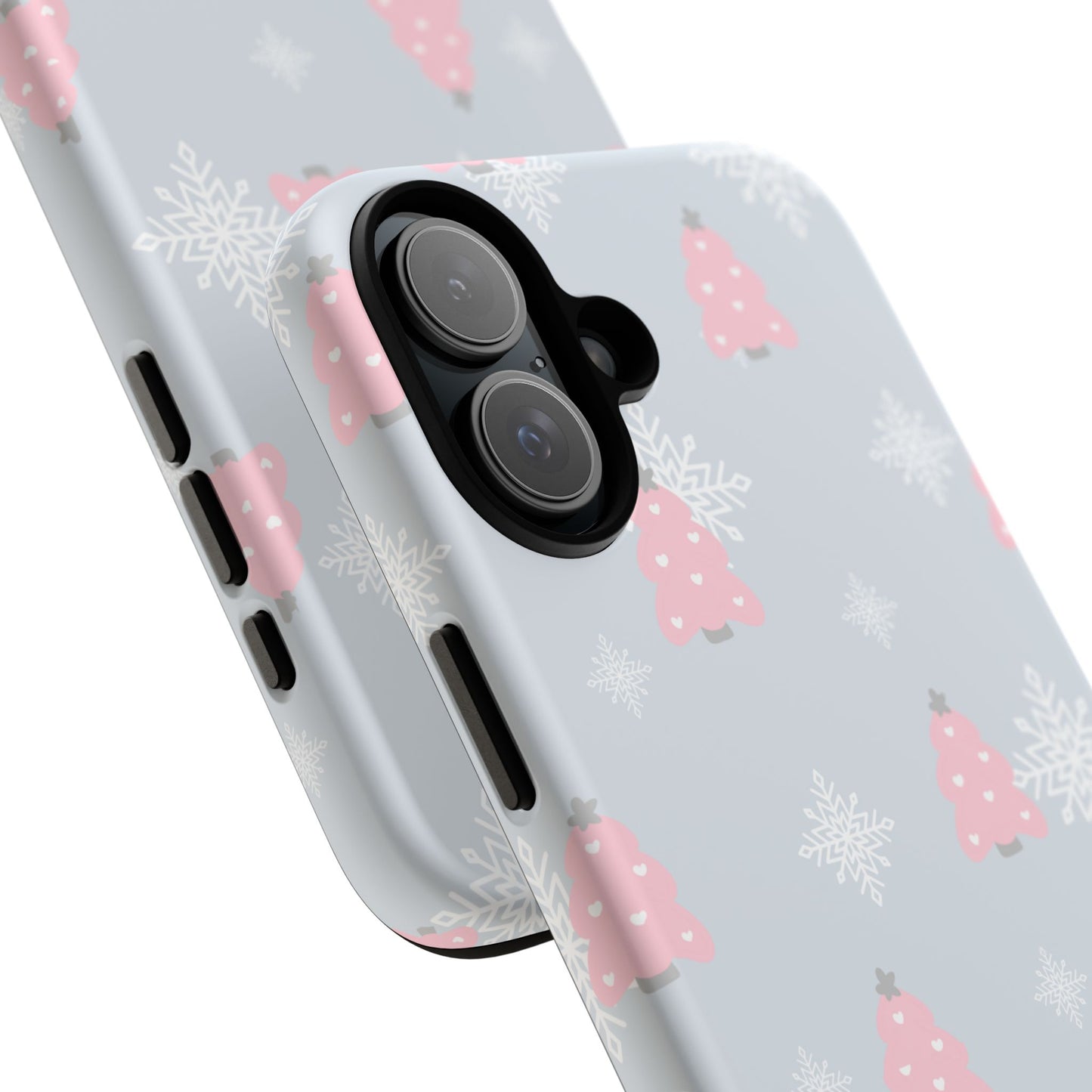 Christmas Pink Tree Tough Phone Case — Cute Holiday Snowflake Design