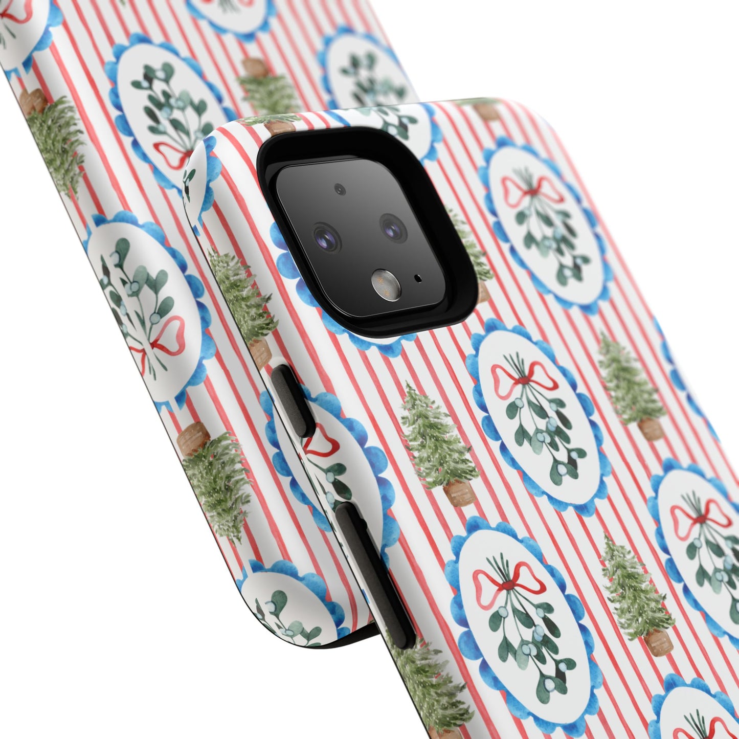 Christmas Wreath & Tree Pattern Phone Case — Festive Holiday Tough Case