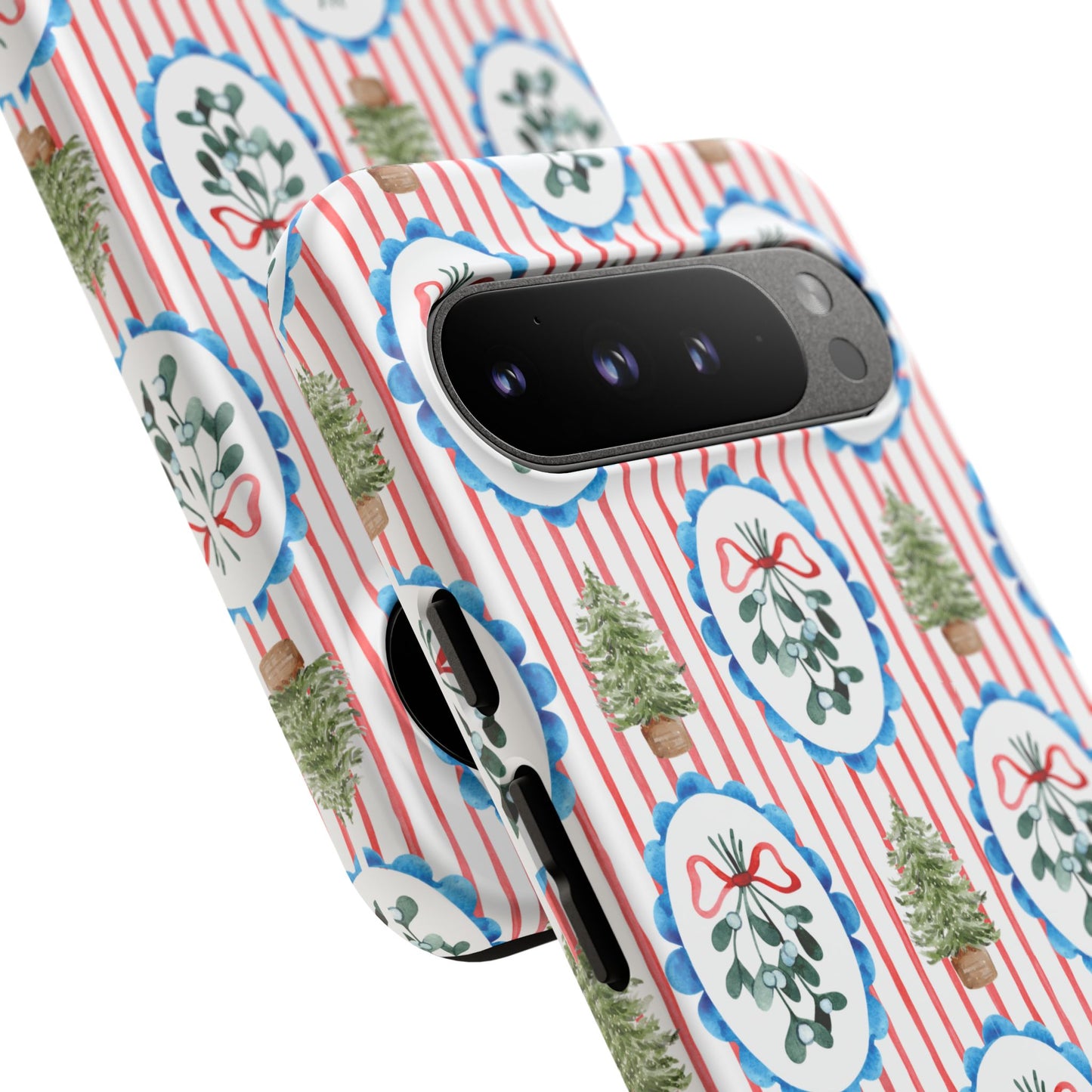 Christmas Wreath & Tree Pattern Phone Case — Festive Holiday Tough Case
