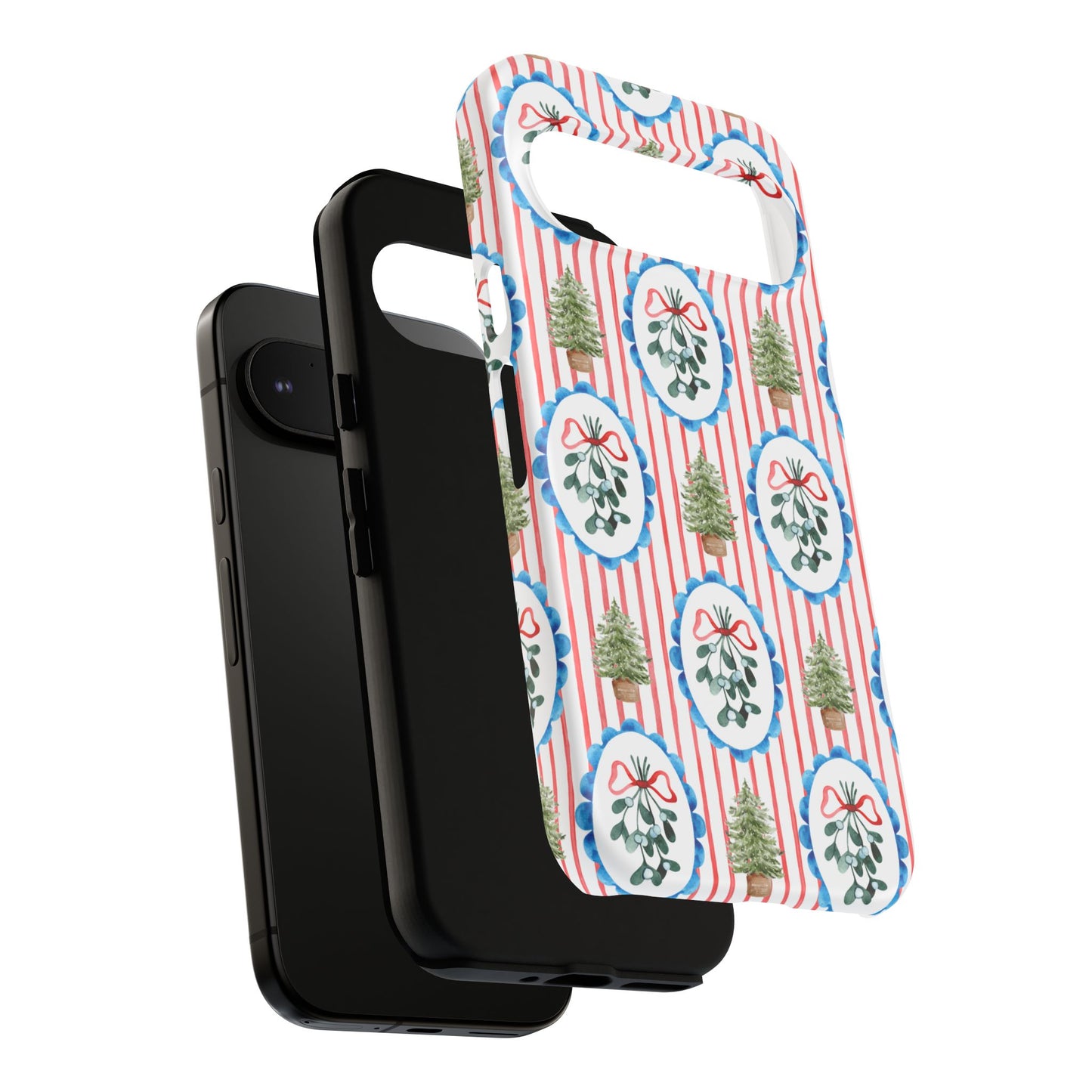 Christmas Wreath & Tree Pattern Phone Case — Festive Holiday Tough Case