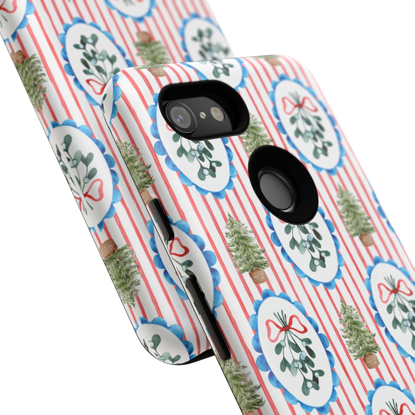 Christmas Wreath & Tree Pattern Phone Case — Festive Holiday Tough Case