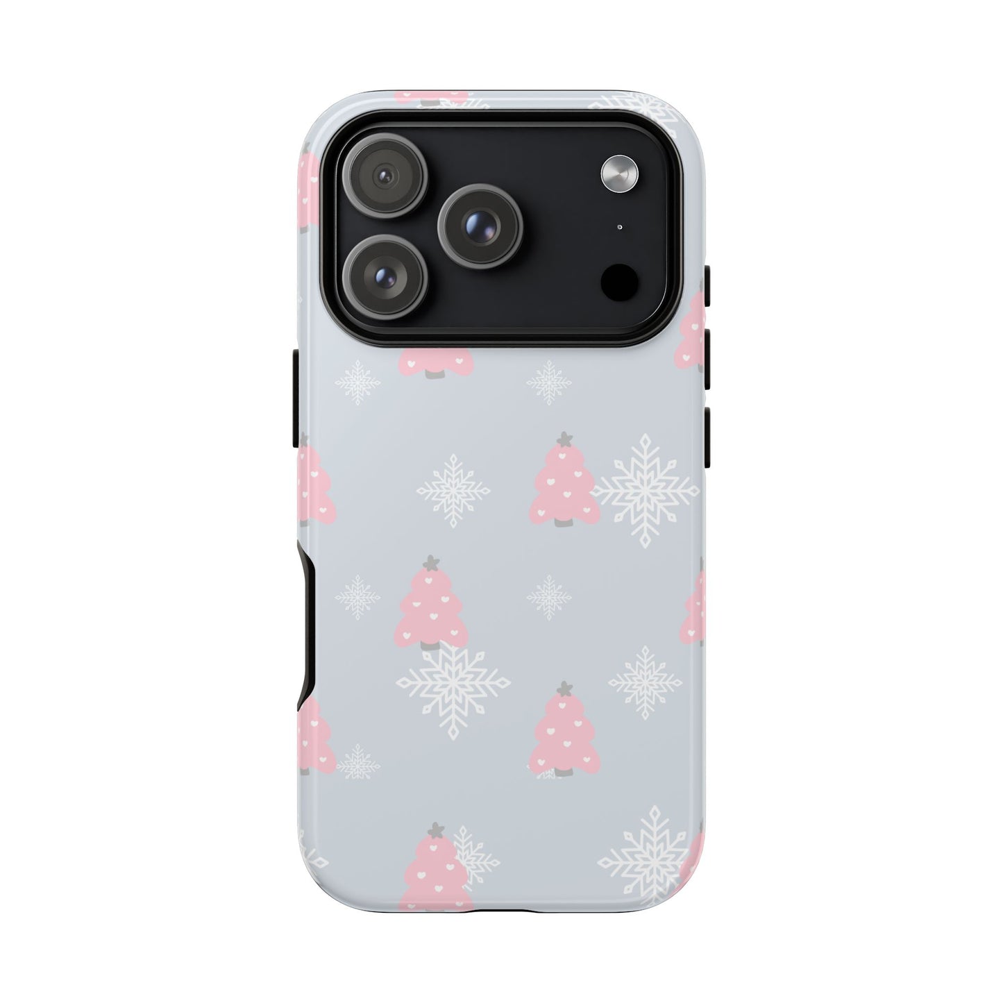 Christmas Pink Tree Tough Phone Case — Cute Holiday Snowflake Design