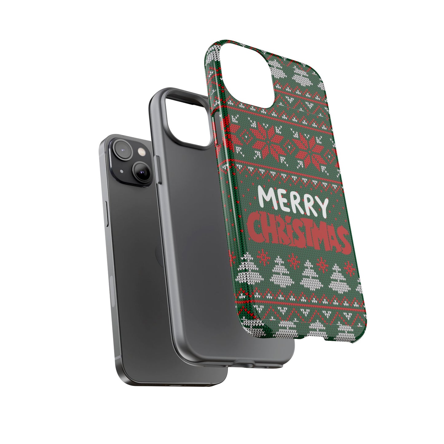 Merry Christmas Phone Case - Festive Green Ugly Sweater Design