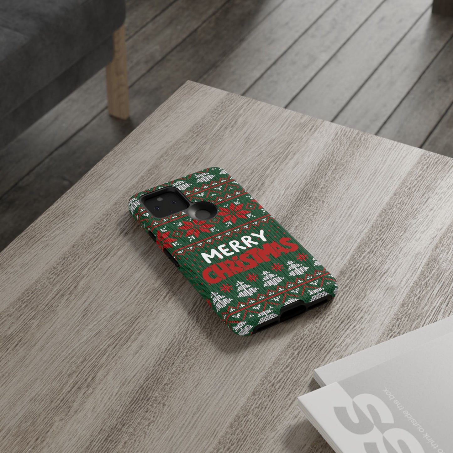Merry Christmas Phone Case - Festive Green Ugly Sweater Design
