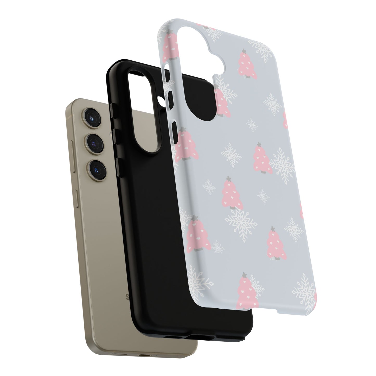 Christmas Pink Tree Tough Phone Case — Cute Holiday Snowflake Design