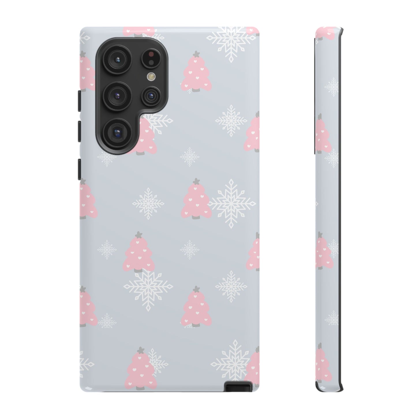 Christmas Pink Tree Tough Phone Case — Cute Holiday Snowflake Design