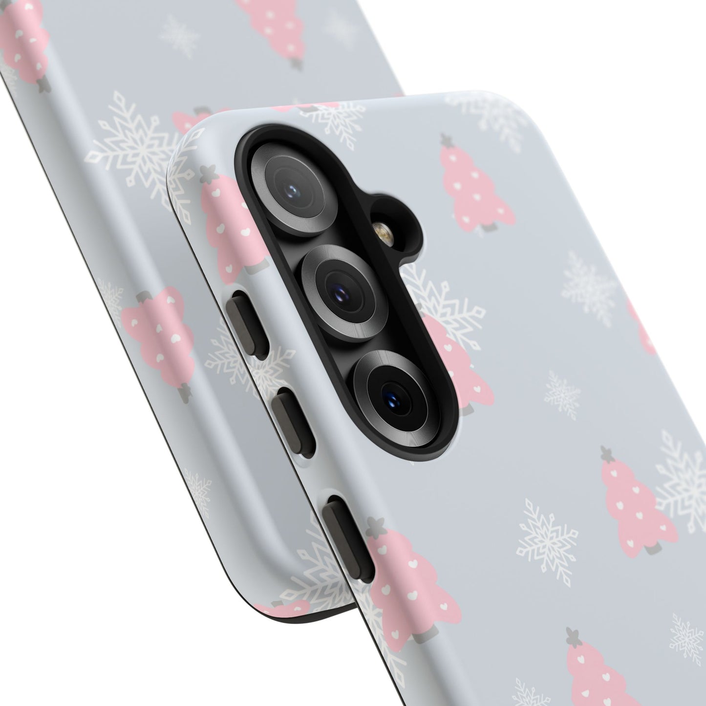 Christmas Pink Tree Tough Phone Case — Cute Holiday Snowflake Design