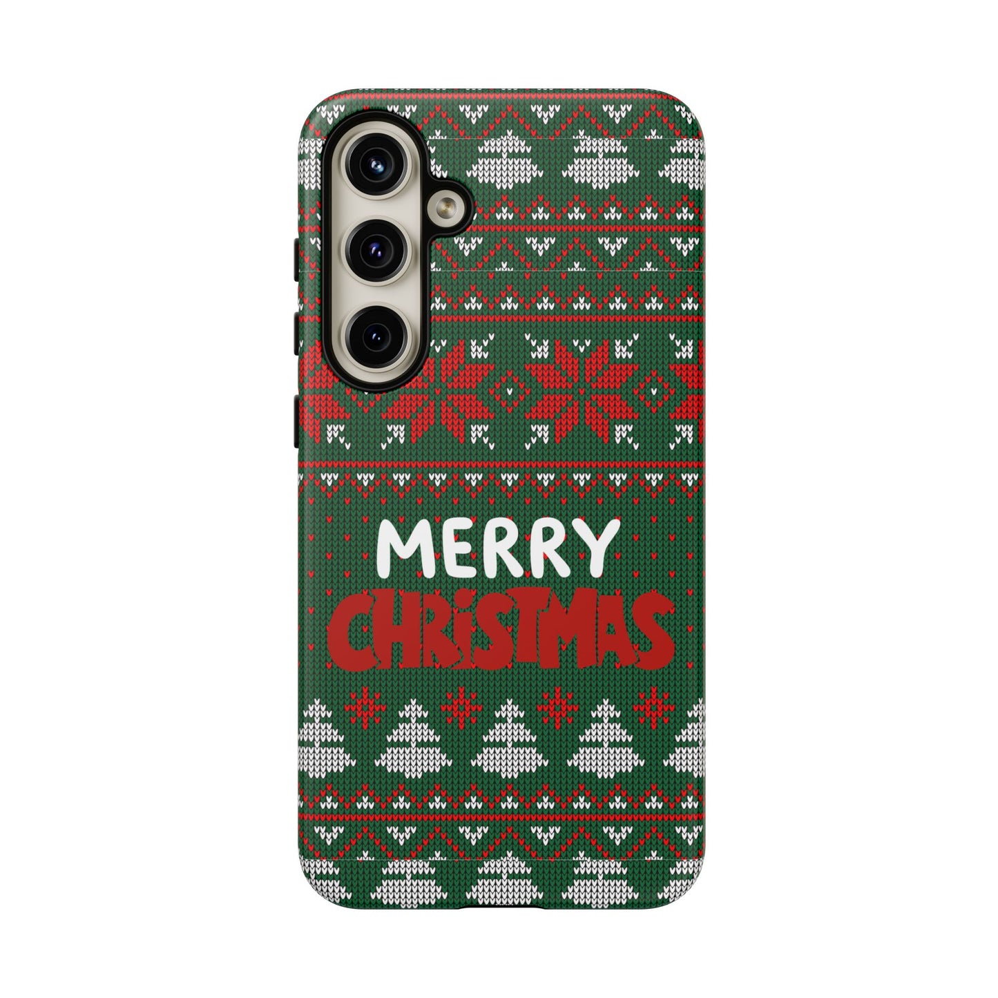 Merry Christmas Phone Case - Festive Green Ugly Sweater Design