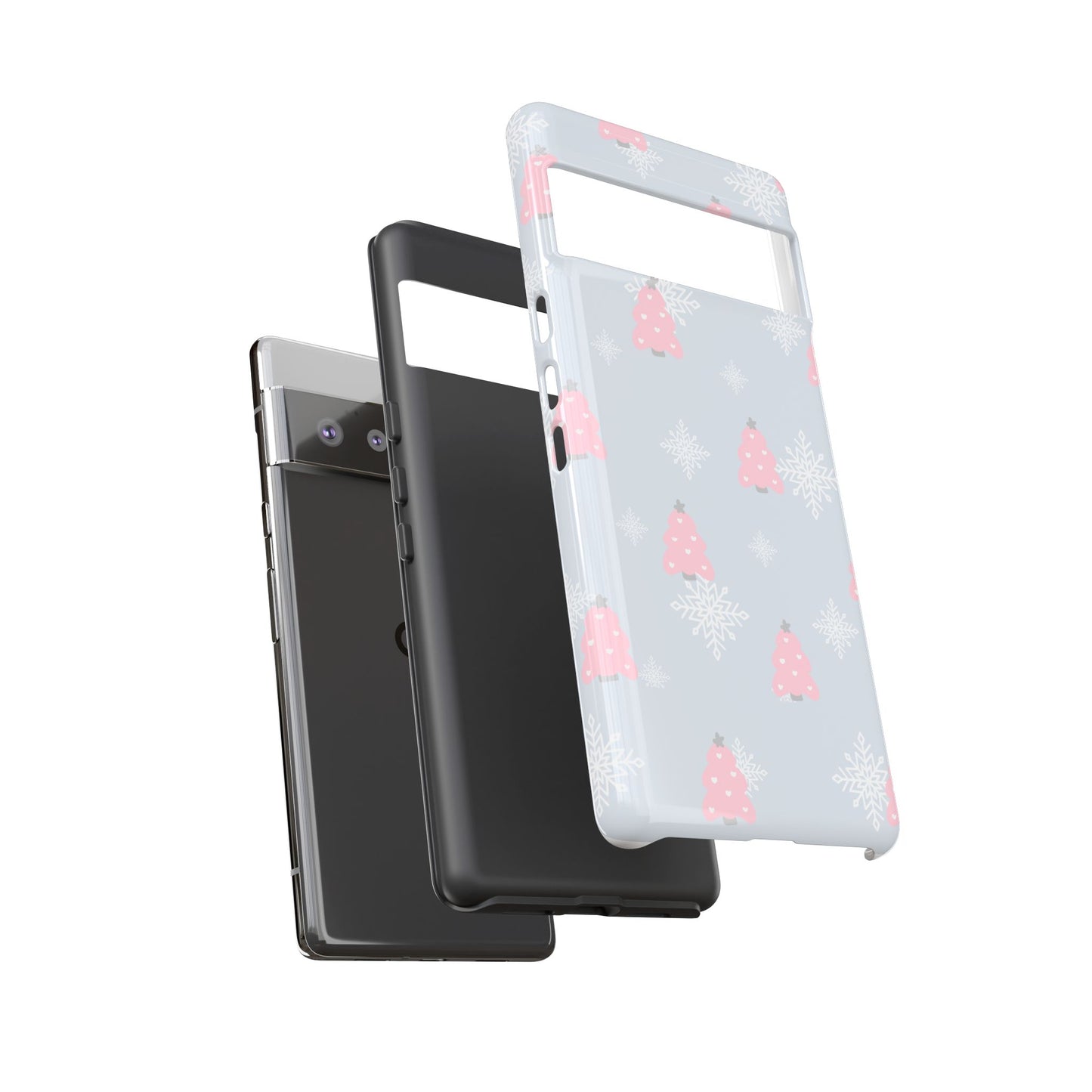 Christmas Pink Tree Tough Phone Case — Cute Holiday Snowflake Design