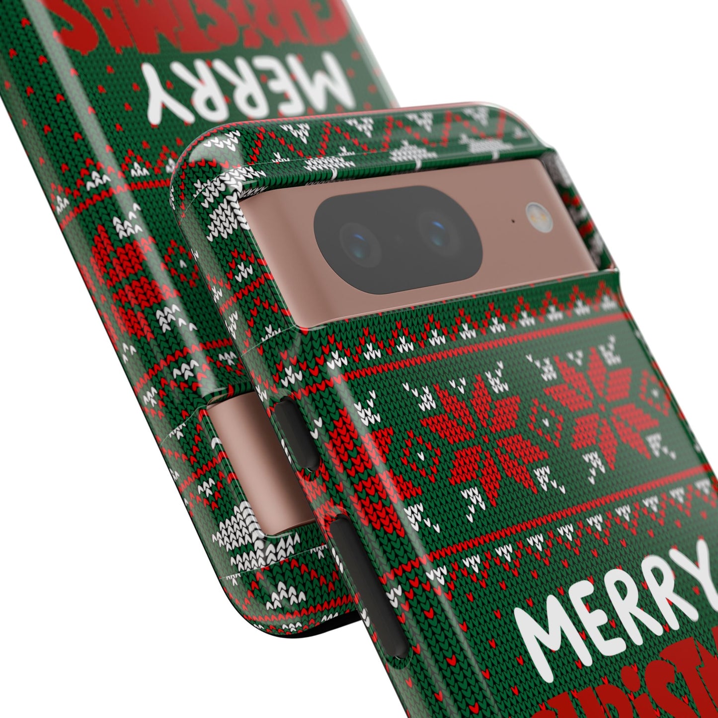 Merry Christmas Phone Case - Festive Green Ugly Sweater Design