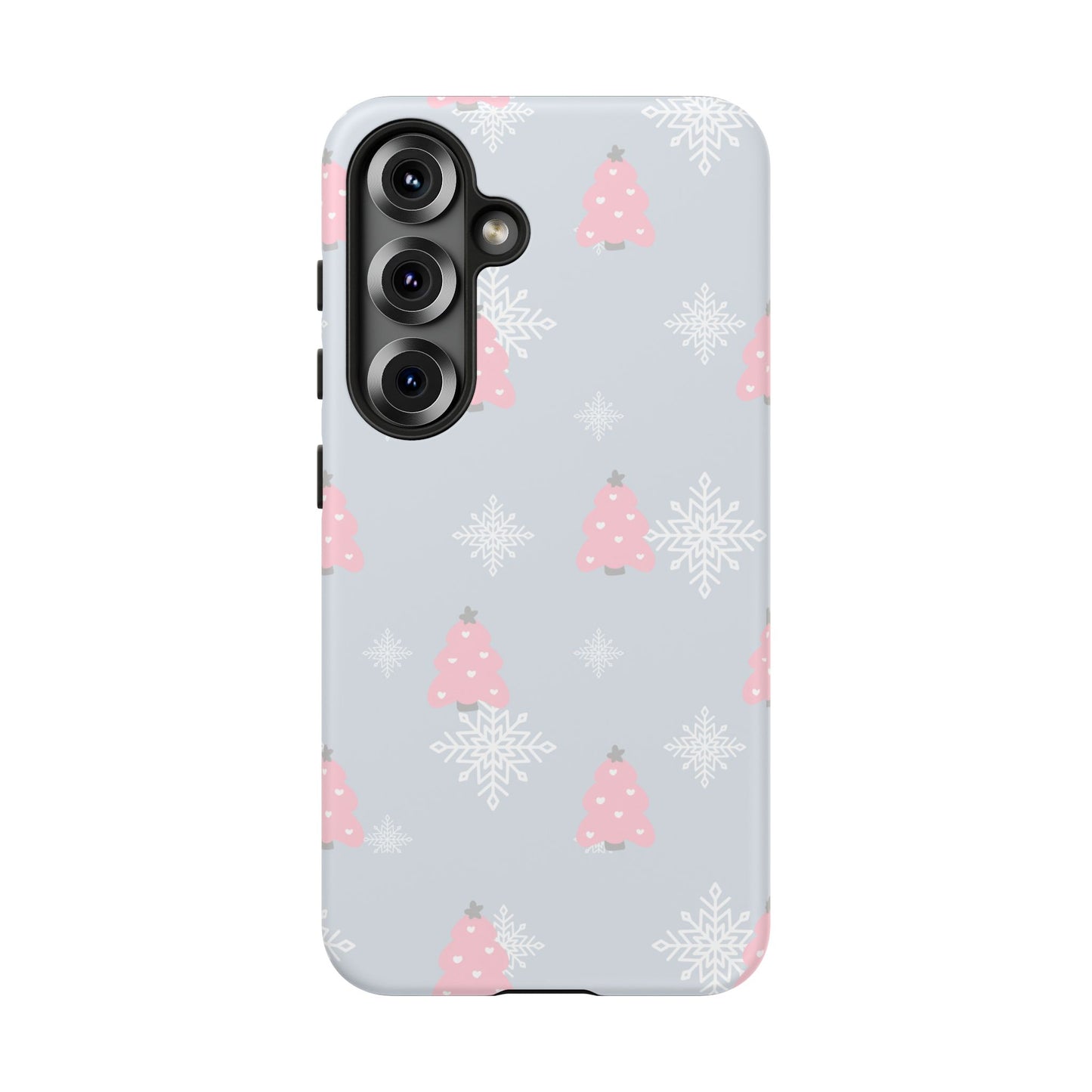 Christmas Pink Tree Tough Phone Case — Cute Holiday Snowflake Design