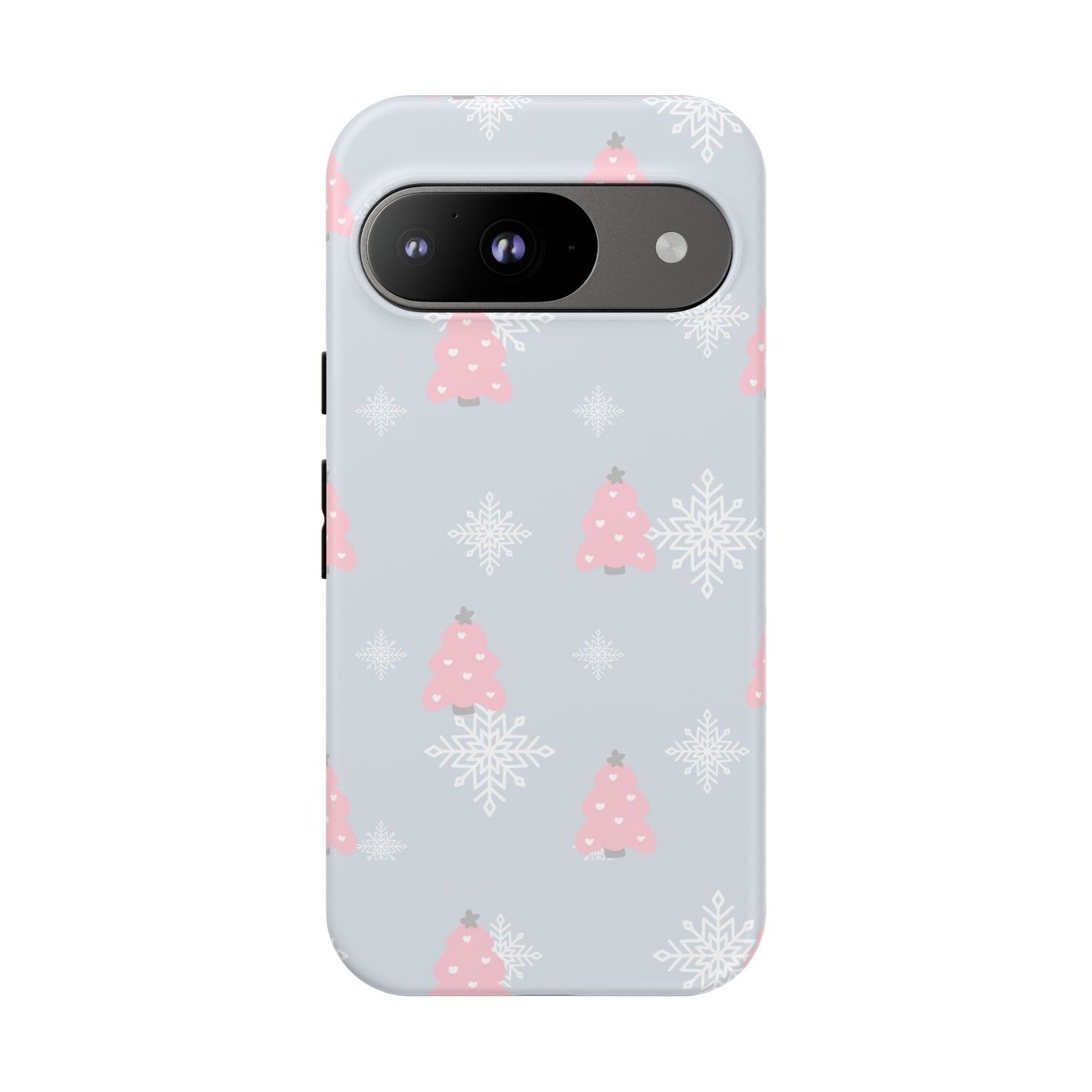 Christmas Pink Tree Tough Phone Case — Cute Holiday Snowflake Design