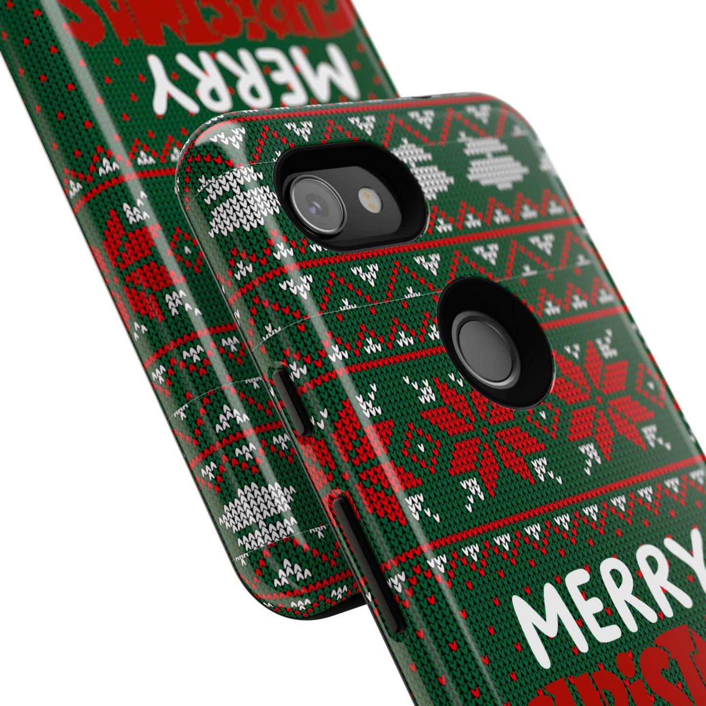 Merry Christmas Phone Case - Festive Green Ugly Sweater Design