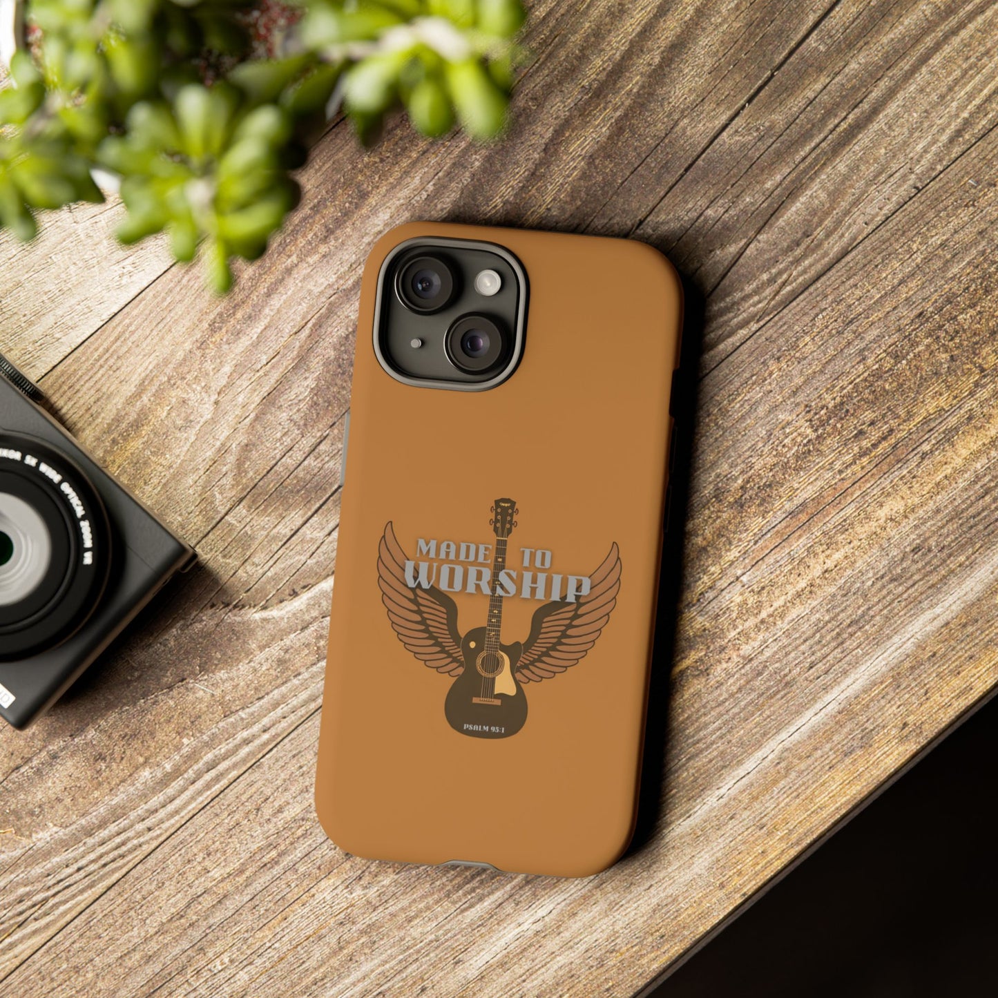 Tough Phone Case — "Made to Worship" Acoustic Guitar Wings Design