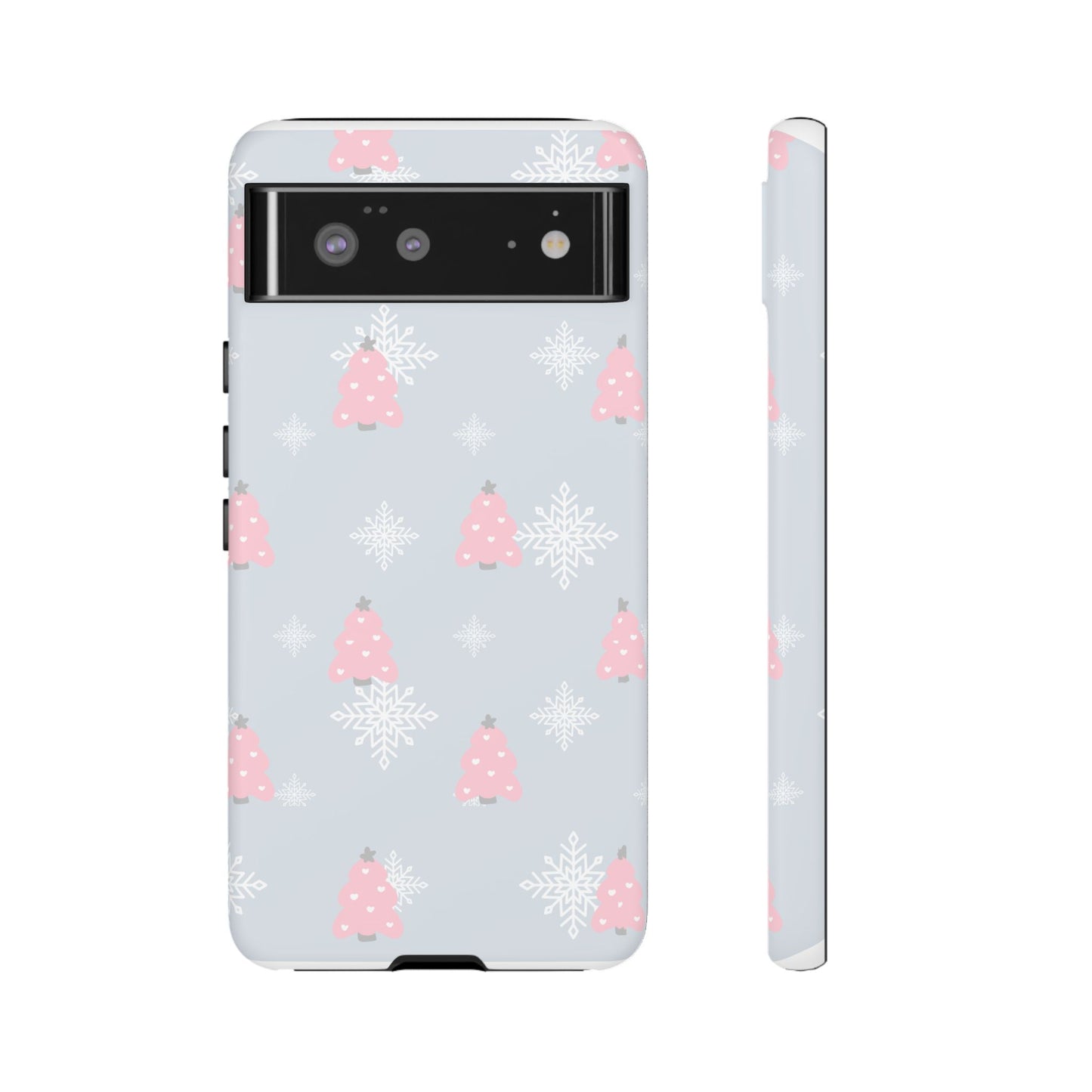 Christmas Pink Tree Tough Phone Case — Cute Holiday Snowflake Design