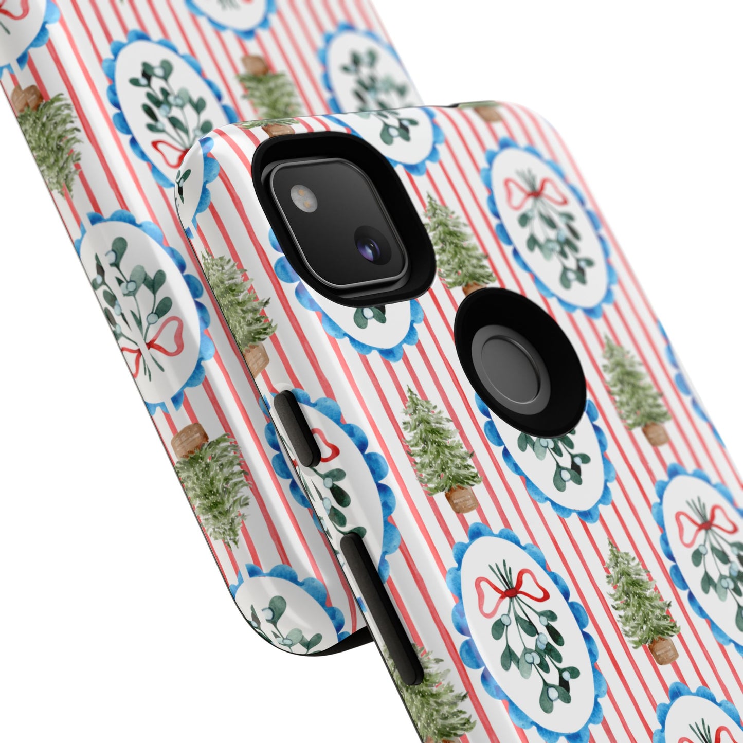 Christmas Wreath & Tree Pattern Phone Case — Festive Holiday Tough Case
