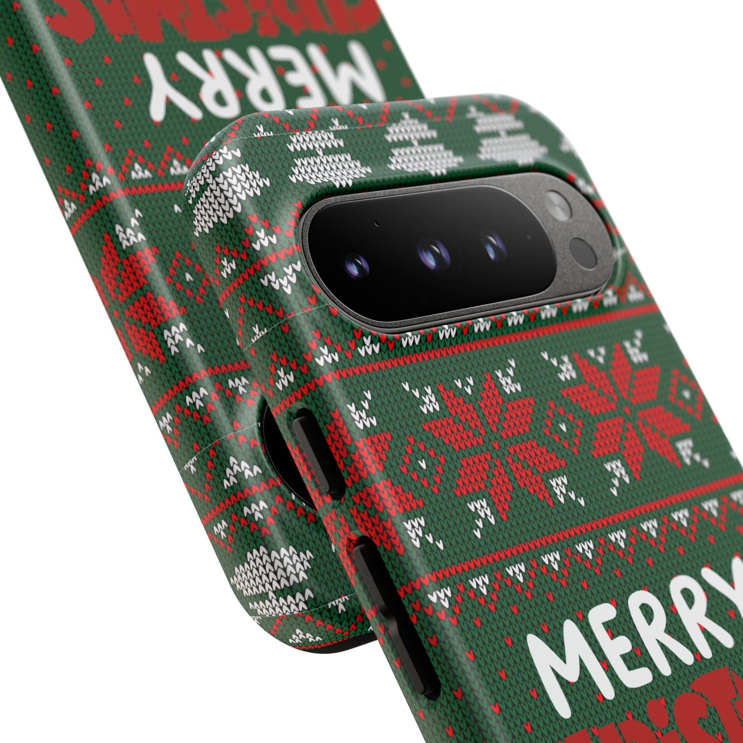 Merry Christmas Phone Case - Festive Green Ugly Sweater Design