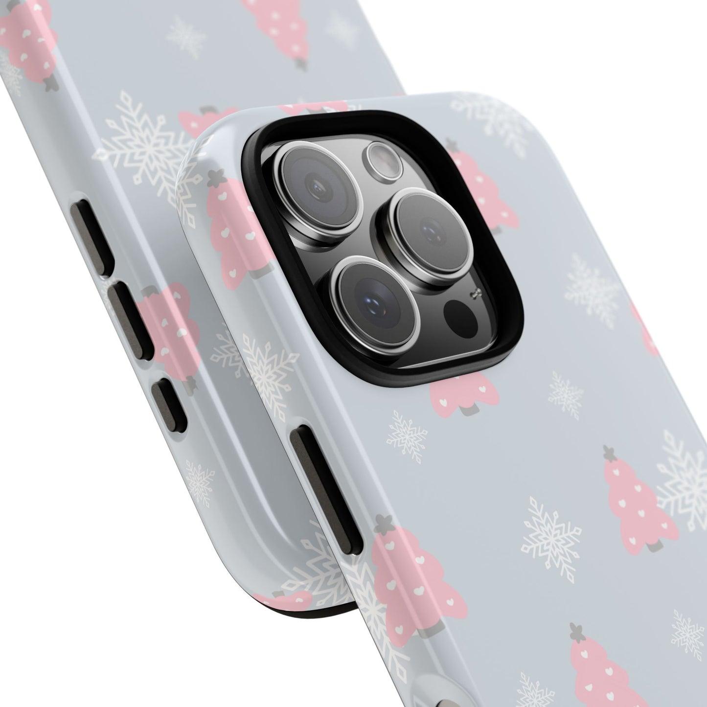 Christmas Pink Tree Tough Phone Case — Cute Holiday Snowflake Design
