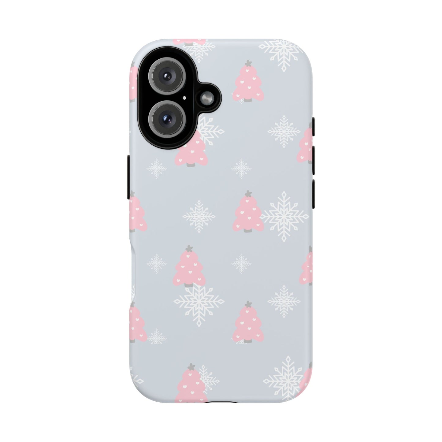 Christmas Pink Tree Tough Phone Case — Cute Holiday Snowflake Design