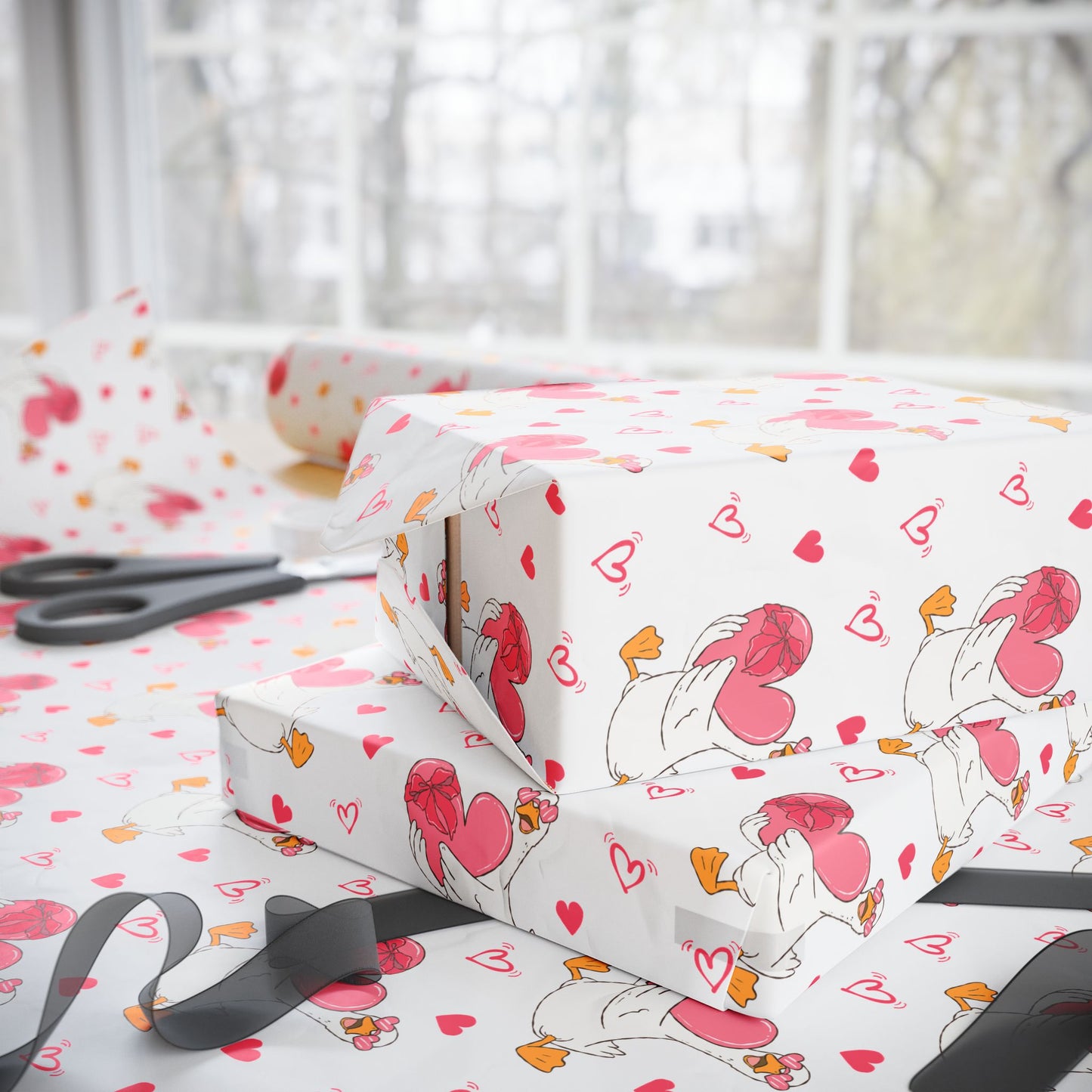 Romantic Love Goose Wrapping Paper Roll — Valentine's & Galentine's Gift Wrap