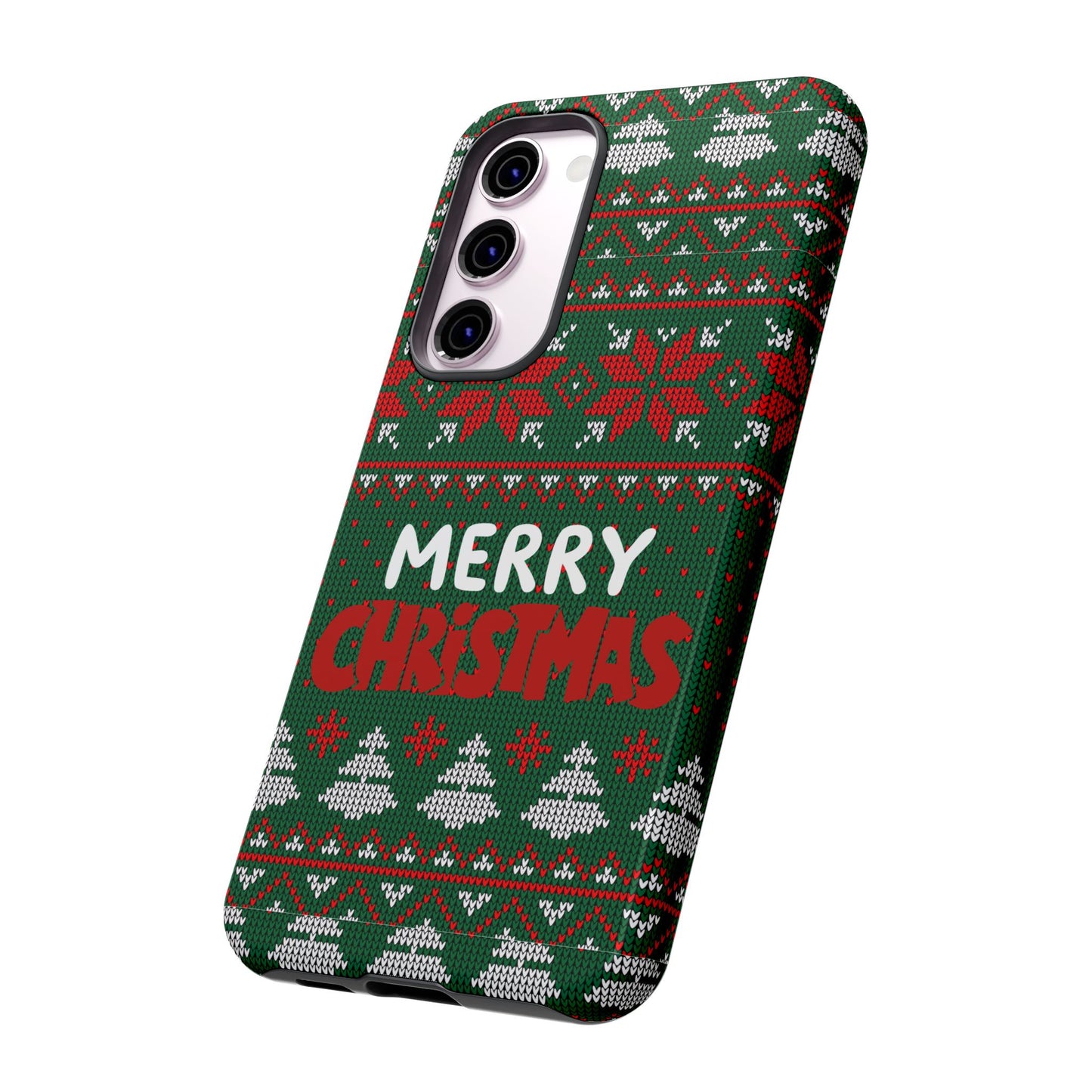 Merry Christmas Phone Case - Festive Green Ugly Sweater Design