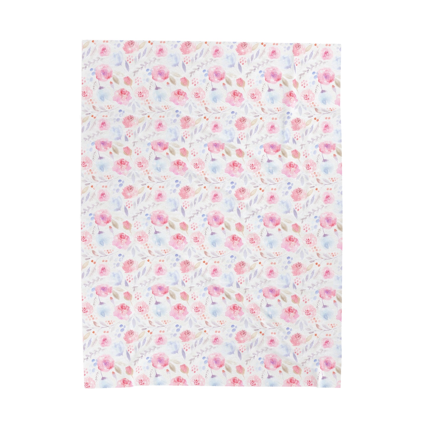 Velveteen Plush Blanket - Pastel Floral Print Cozy Soft Blanket for Girls Room or Nursery