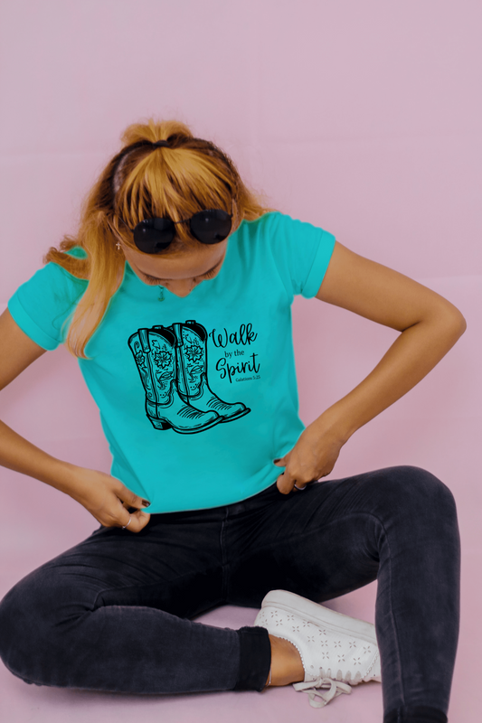 Cowgirl Boots Walk by the Spirit - Womens T- shirt