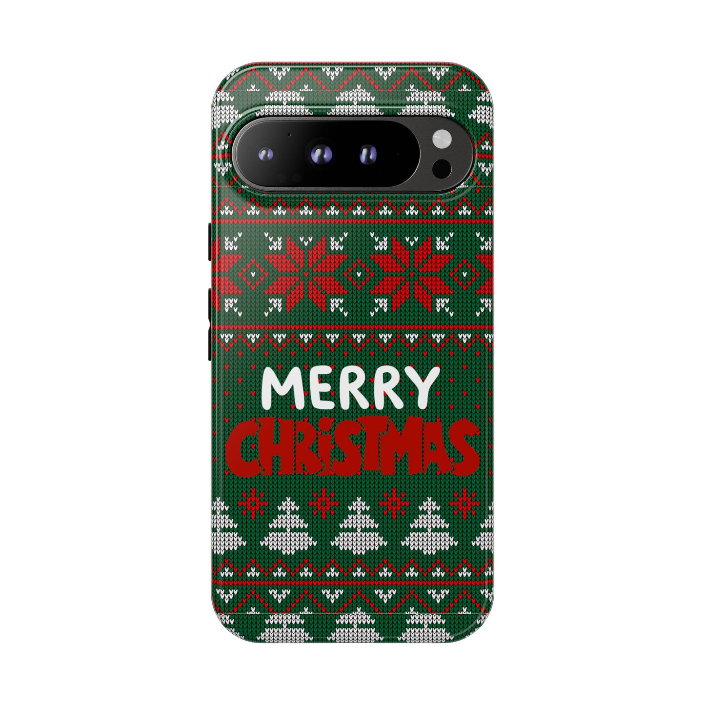 Merry Christmas Phone Case - Festive Green Ugly Sweater Design