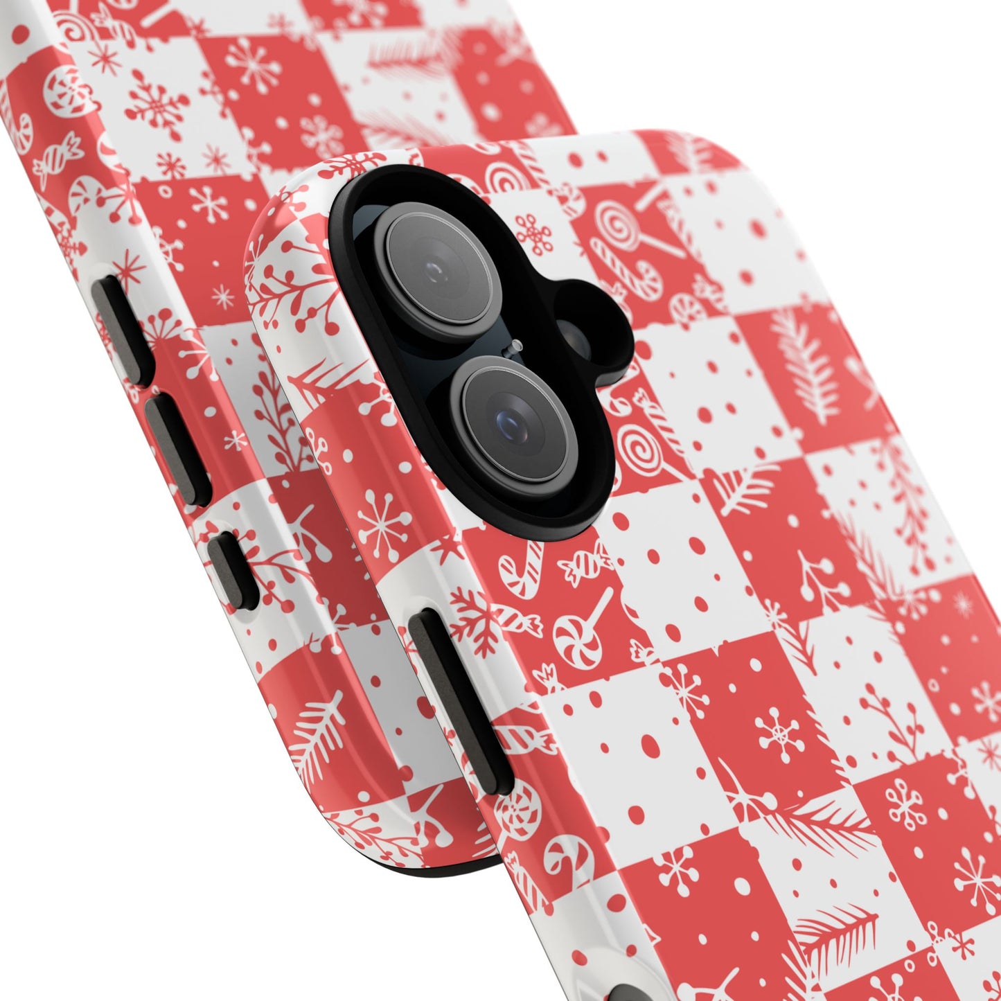 Christmas Red Buffalo Check Phone Case - Holiday Snowflake Pattern Tough Case