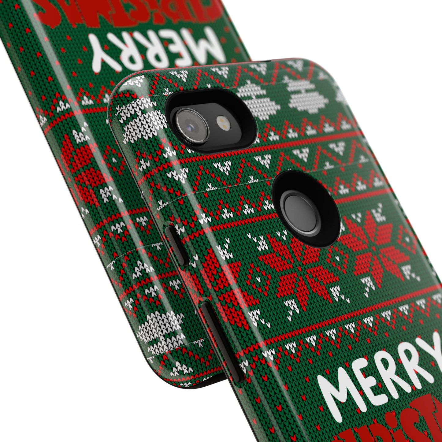 Merry Christmas Phone Case - Festive Green Ugly Sweater Design
