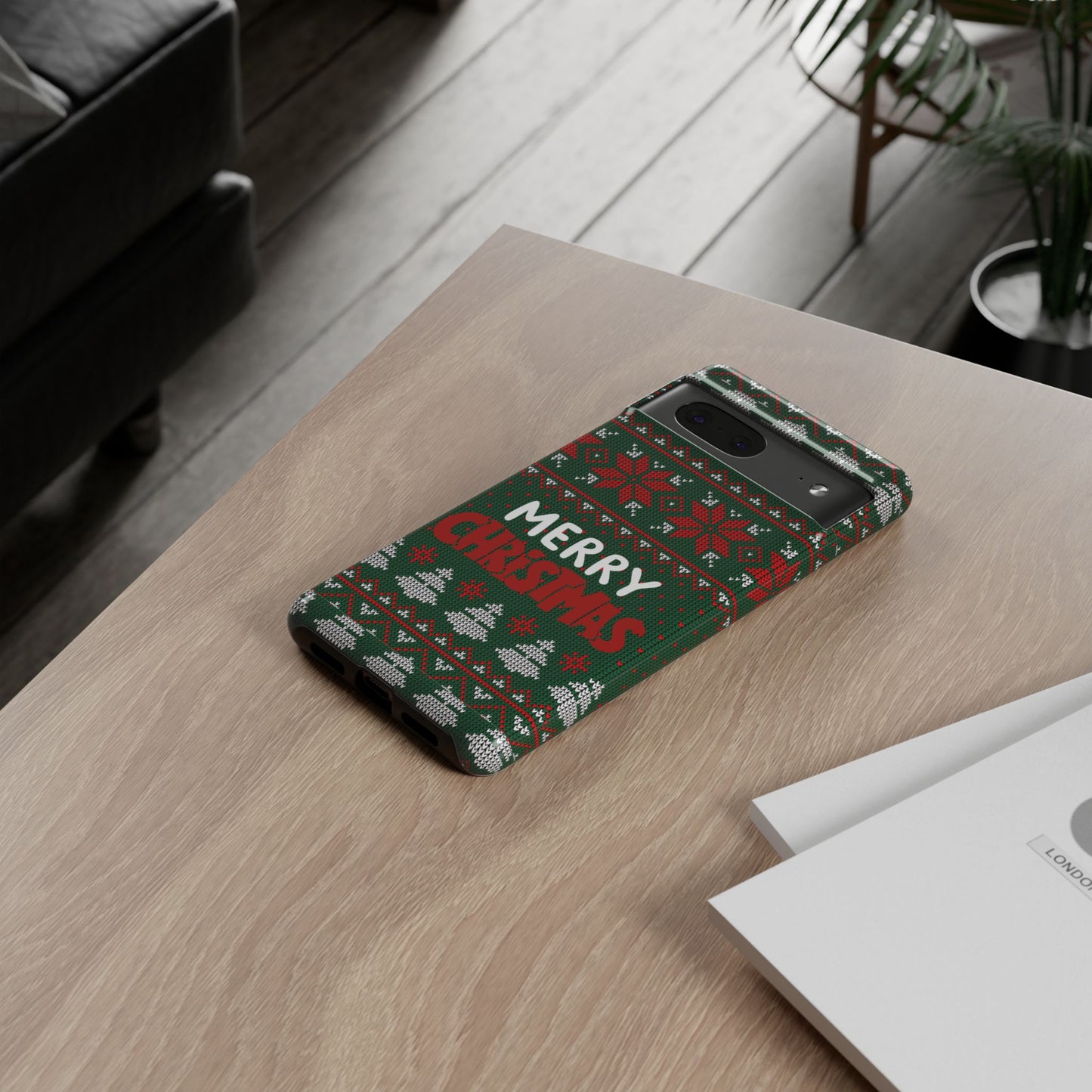 Merry Christmas Phone Case - Festive Green Ugly Sweater Design